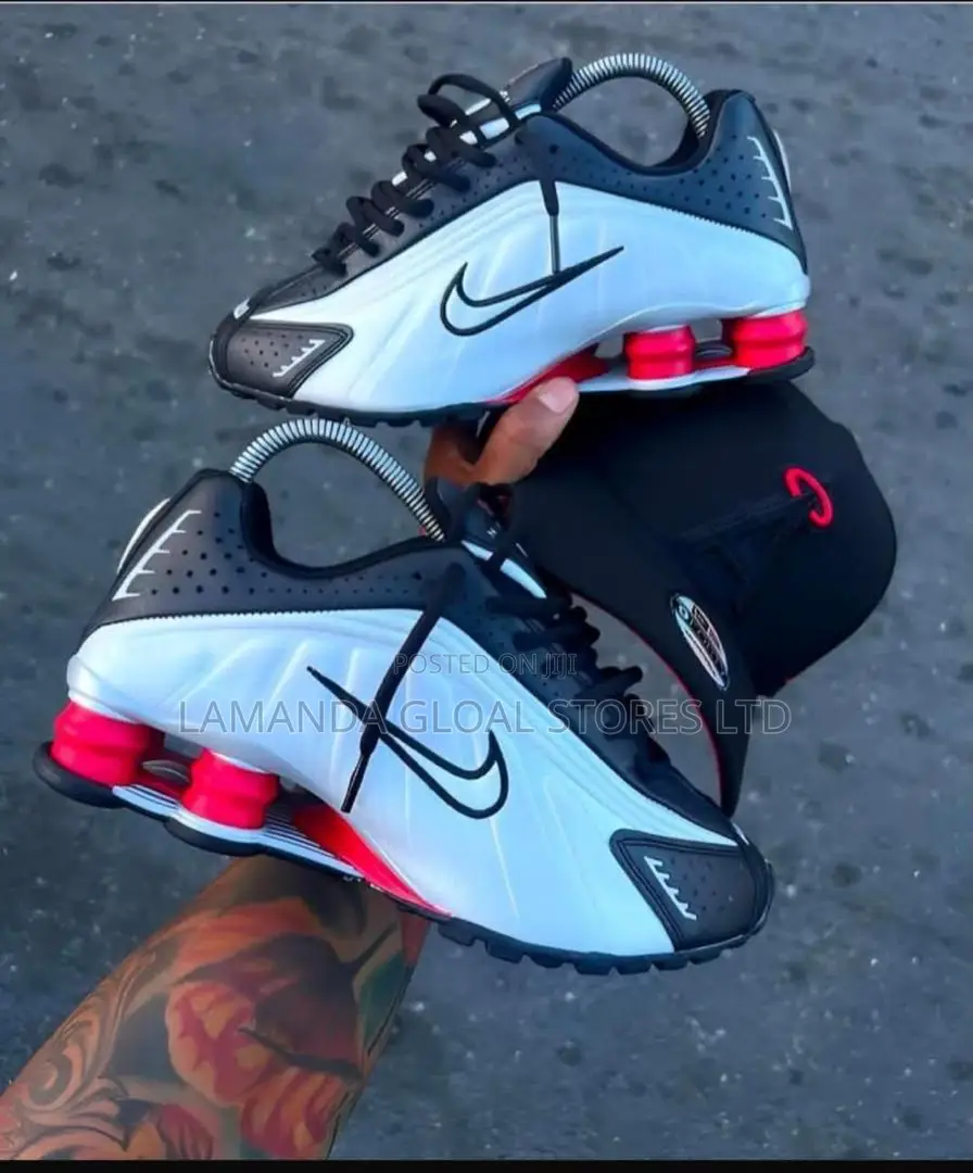 Nike Shox TL White, Black Dynamic Red Sneakers
