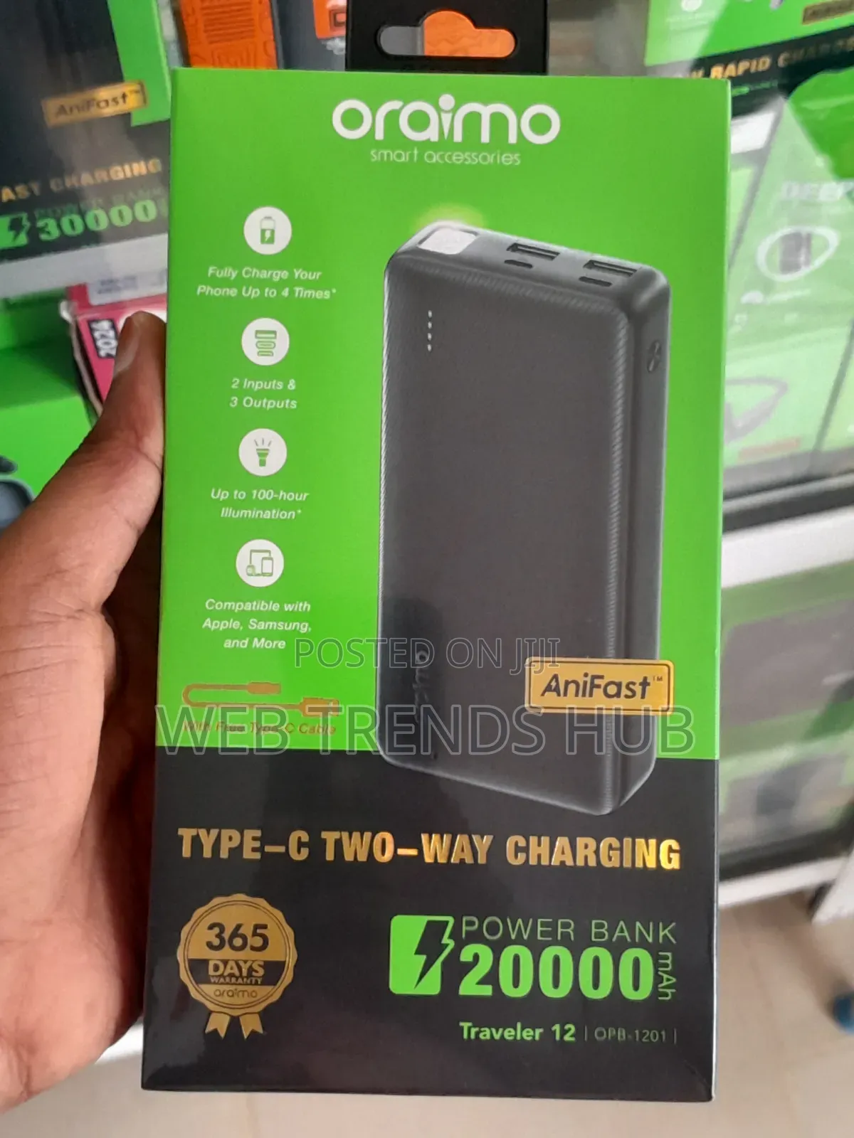 Oraimo 20000mAh Traveler 12 Fast Charging Power Bank (OPB-1201)