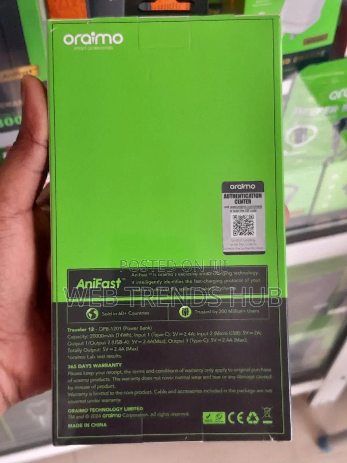 Oraimo 20000mAh Traveler 12 Fast Charging Power Bank (OPB-1201)