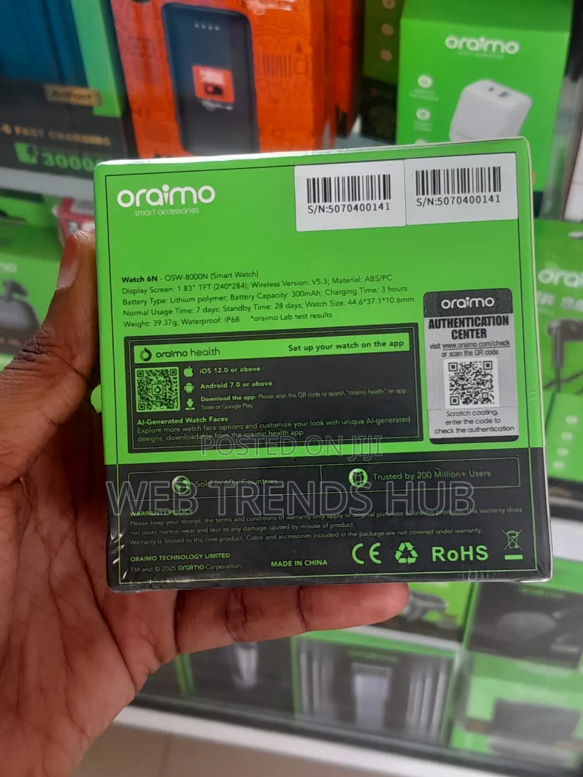 Brand New Oraimo Watch 6n (Osw-8000n) - Wireless Hd Calling