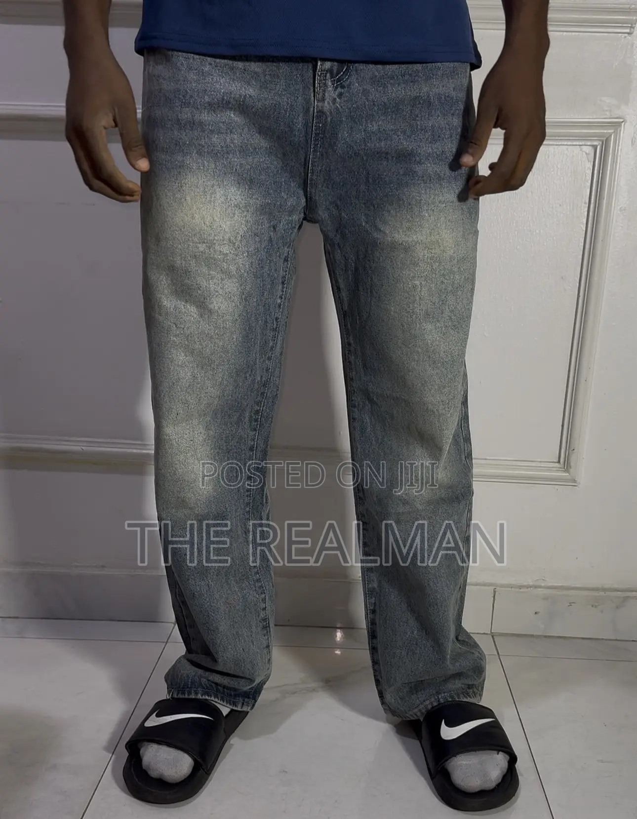 Original Men's Light Blue Baggy Distressed/Ripped Denim Jeans