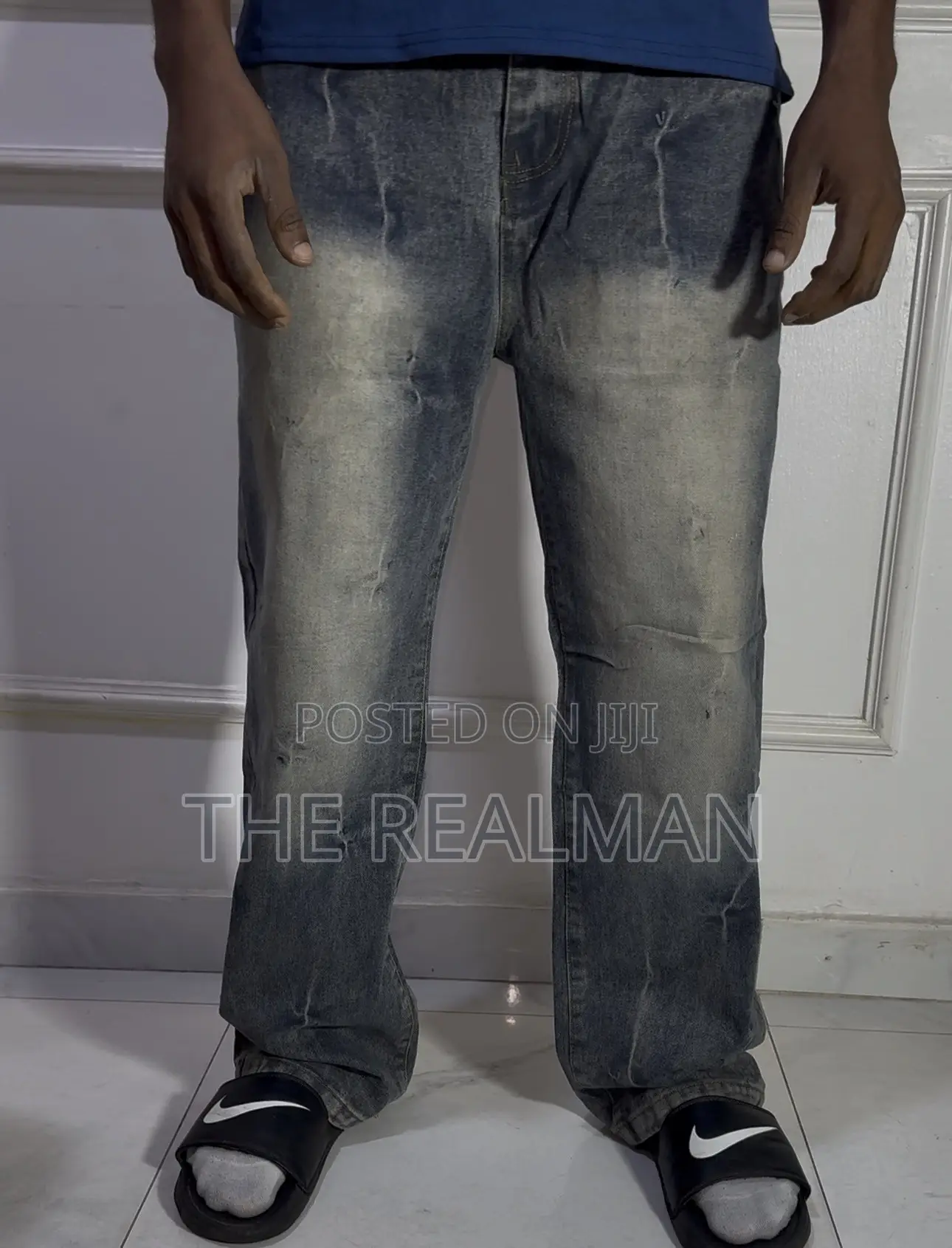 Original Men's Light Blue Baggy Distressed/Ripped Denim Jeans