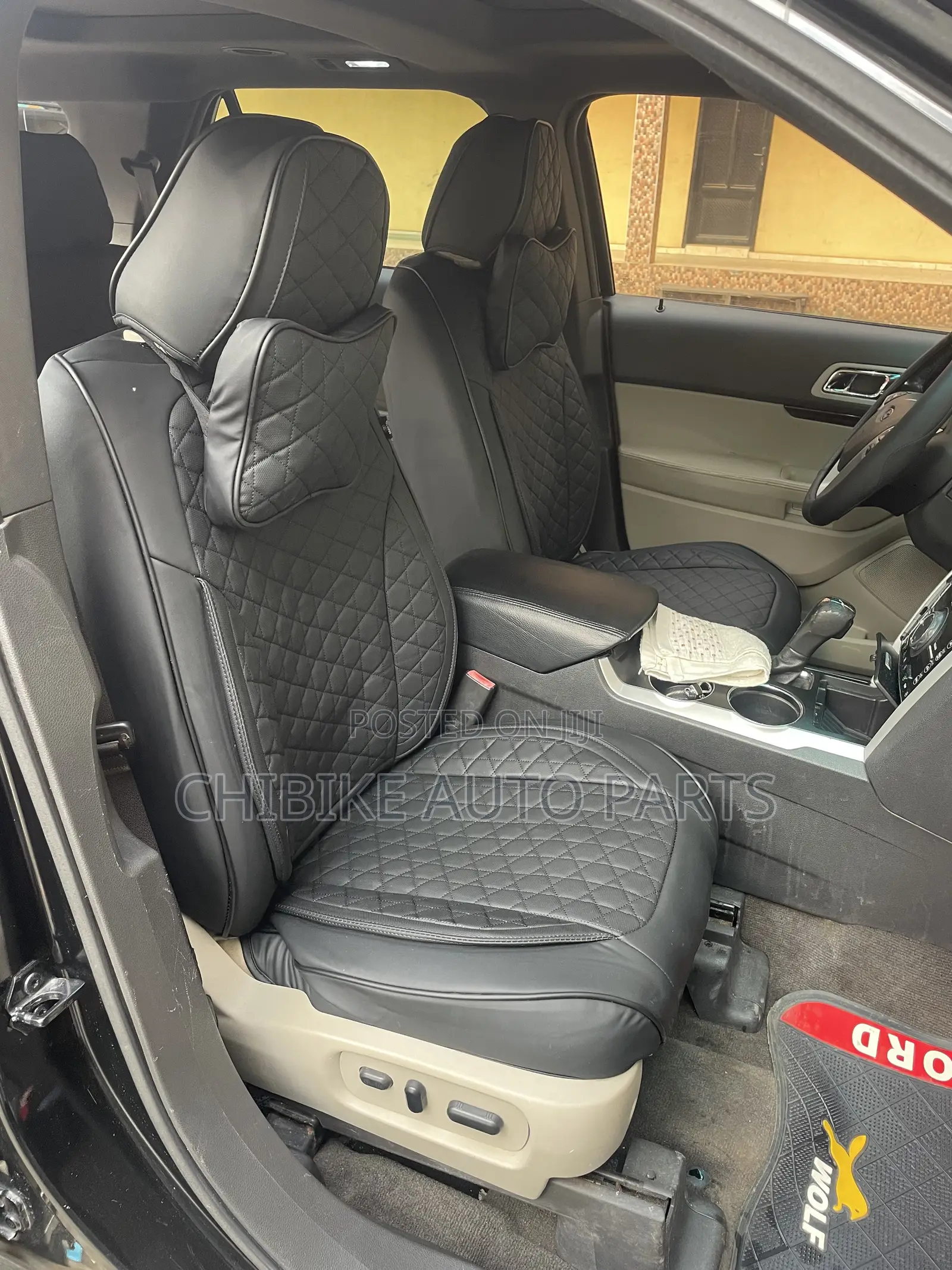 Black Smile Face Leather Seat Cover