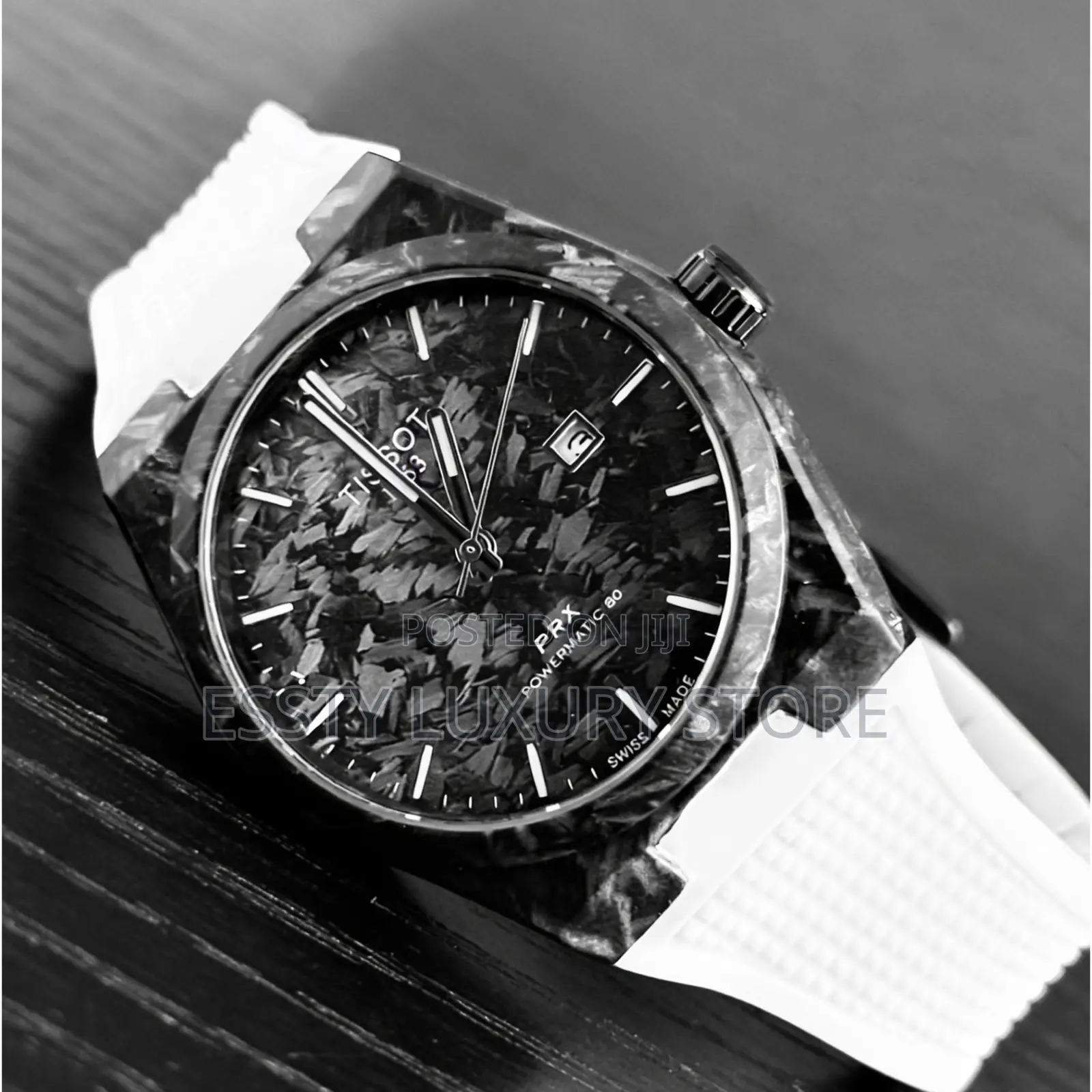 Quality Carbon Fiber TISSOT PRX Rubber Strap WristWatch