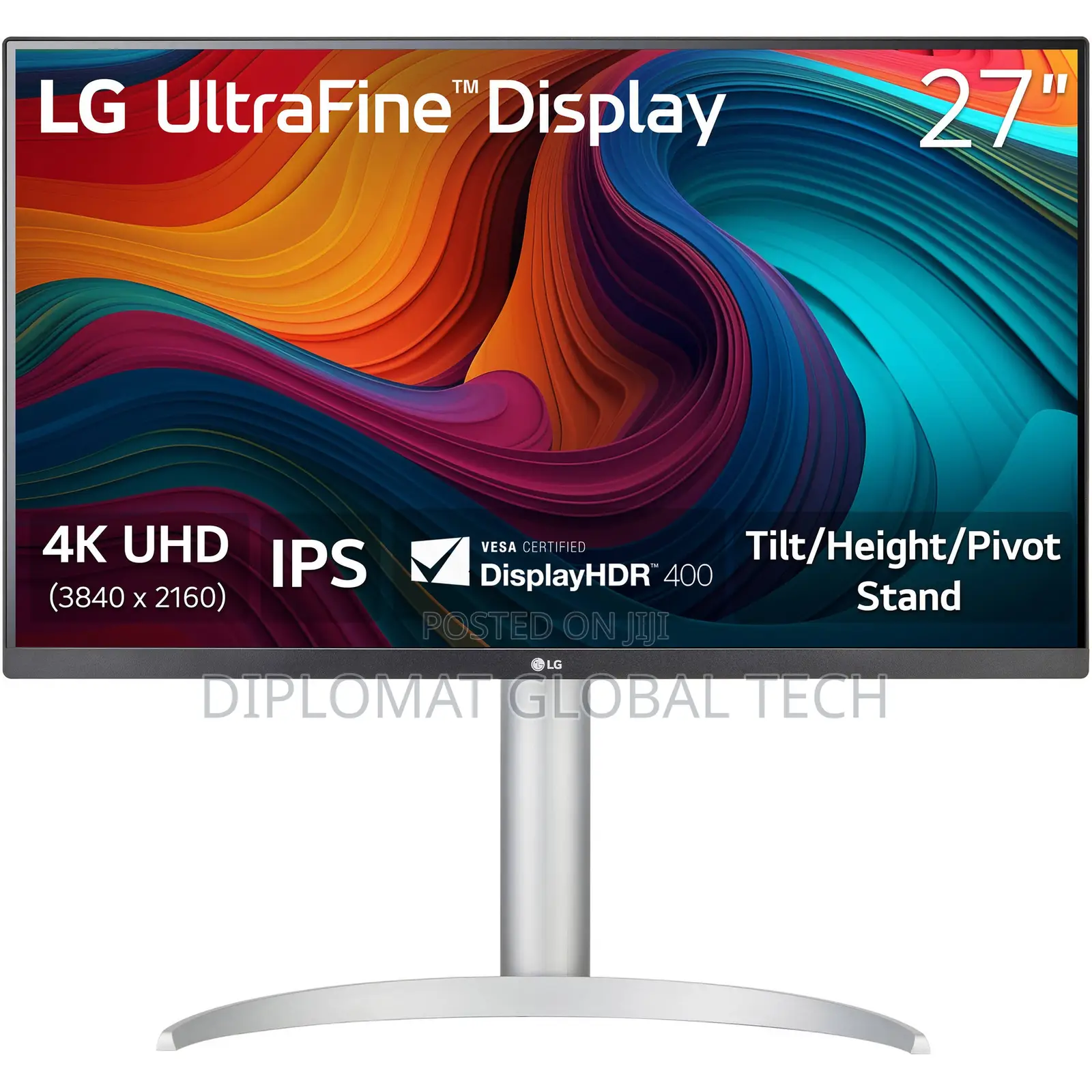 LG 27up650k-W 27-Inch Ultrafine UHD 60Hz, HDMI, Display Port Pivot