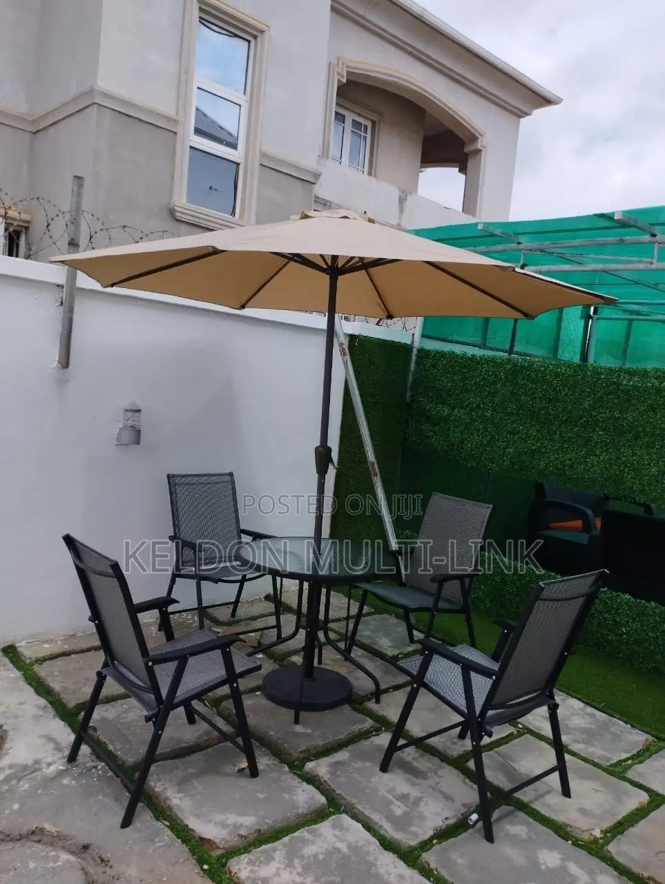 Outdoor Garden Chair With Centered Umbrella