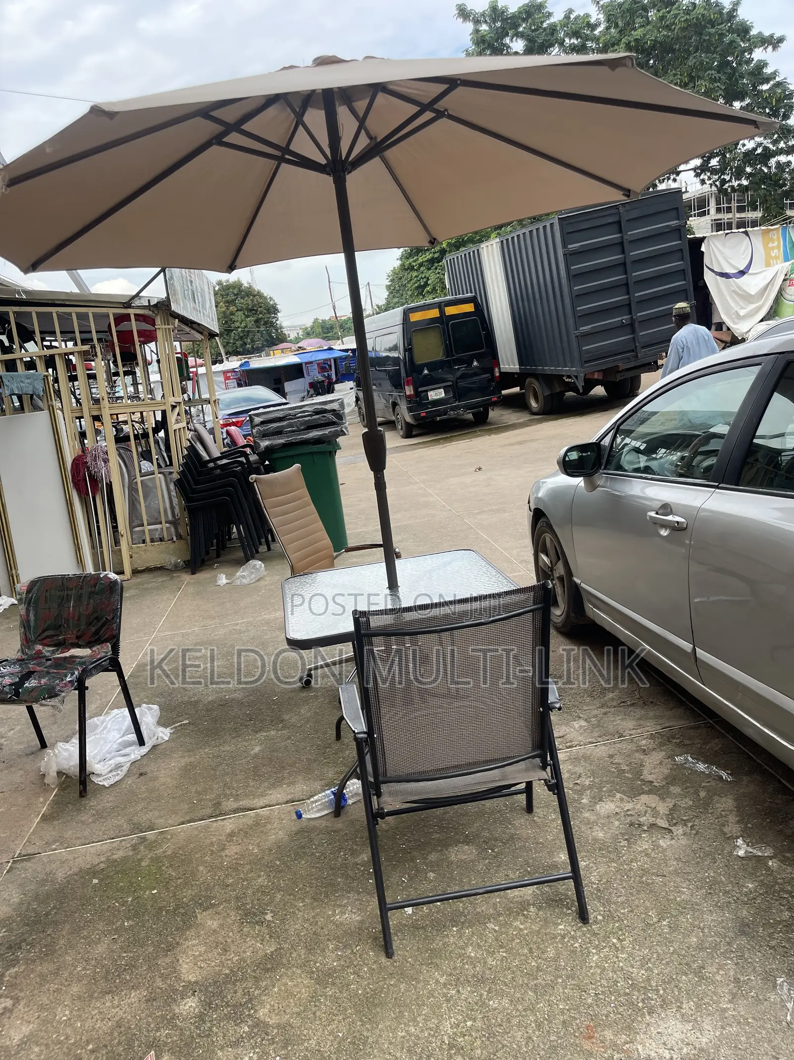 Outdoor Garden Chair With Centered Umbrella