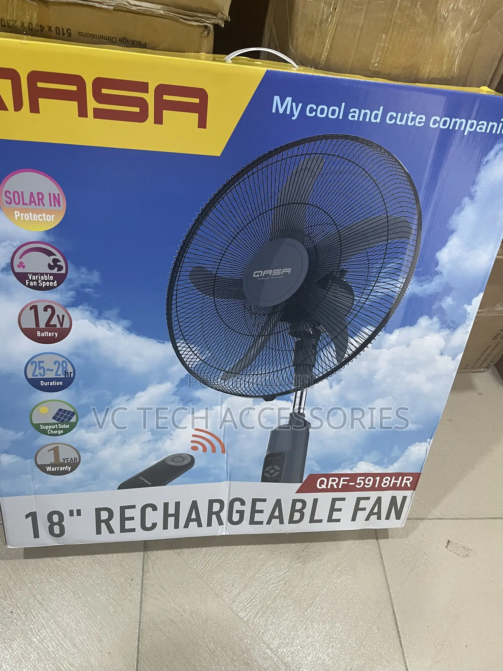 Qasa 18inches DC/AC Rechargeable Fan