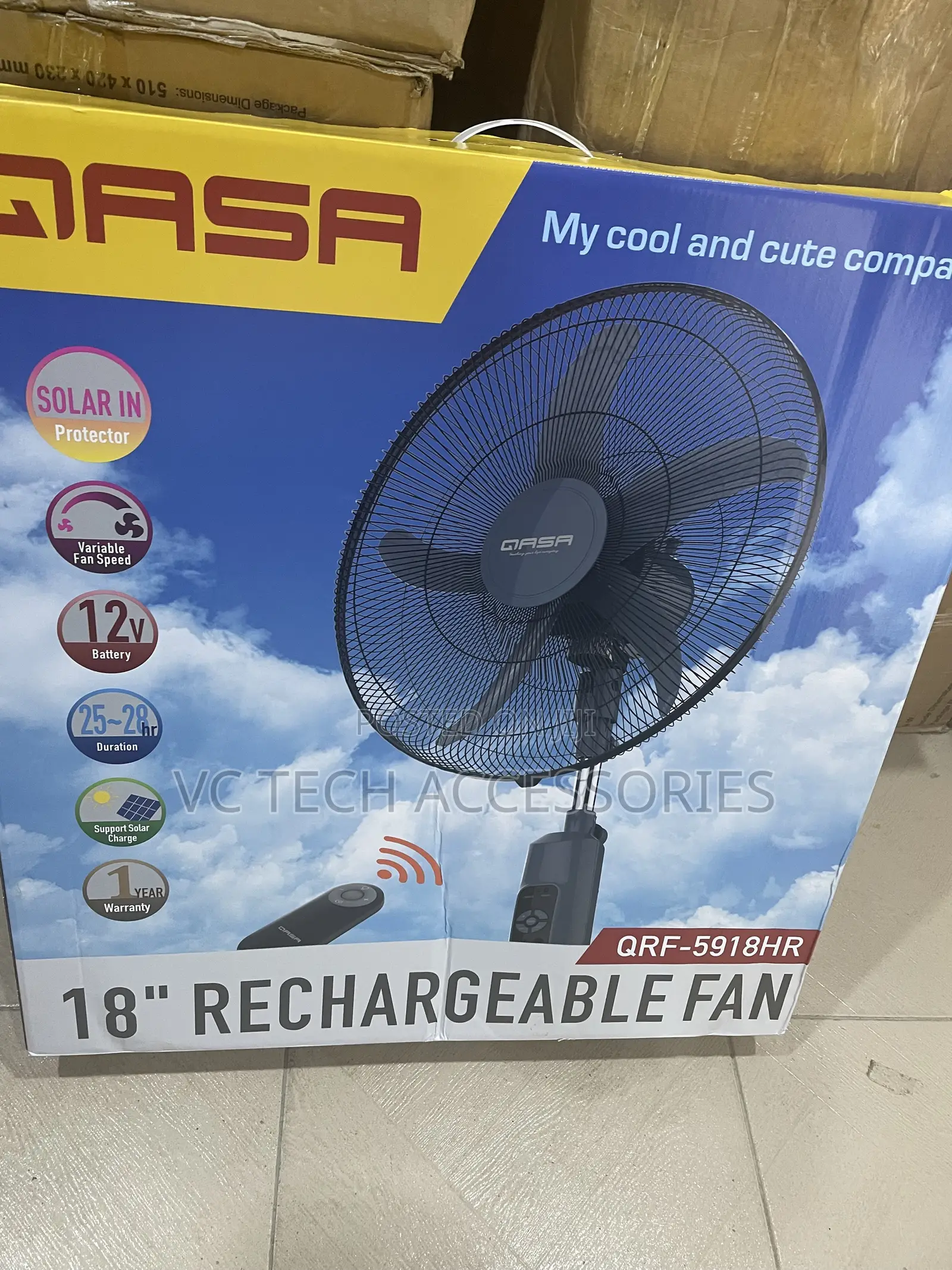 Qasa 18inches DC/AC Rechargeable Fan