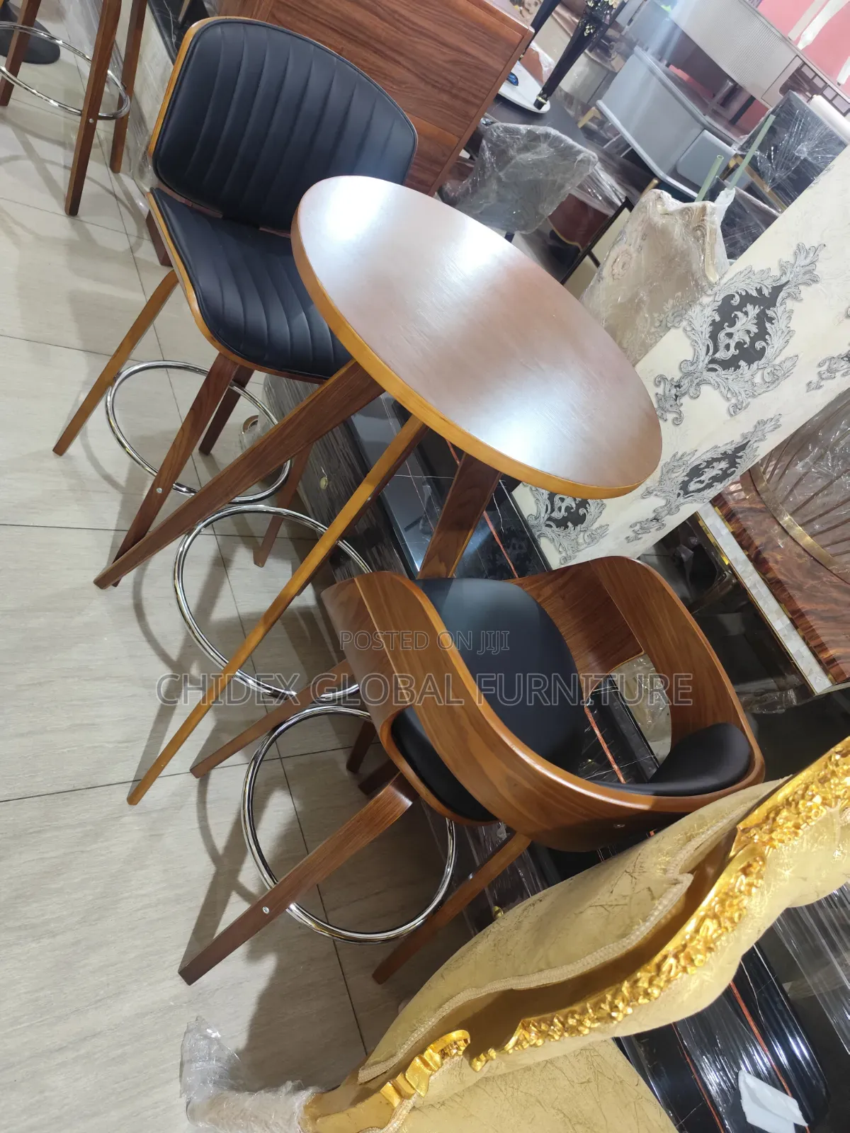 Wooden Bar Table/ Leather Bar Chair