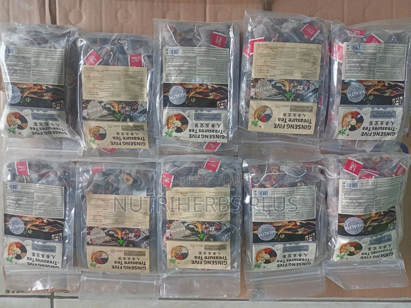 10 Packs of Ginseng Five Treasure Tea(For Kidney, Liver, Men Booster)