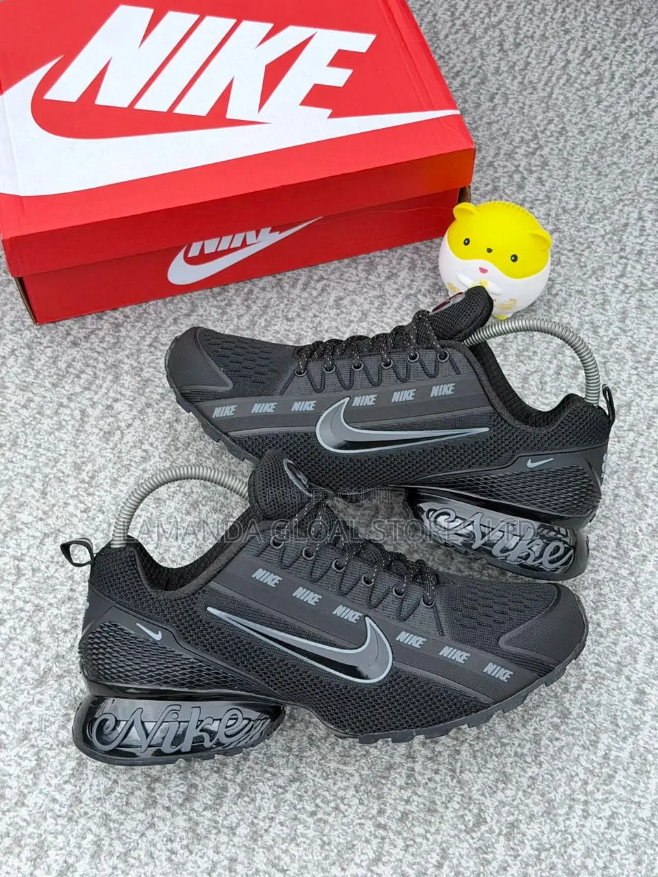 Nike Air Max Triple-Branded Mesh Sneakers in Black