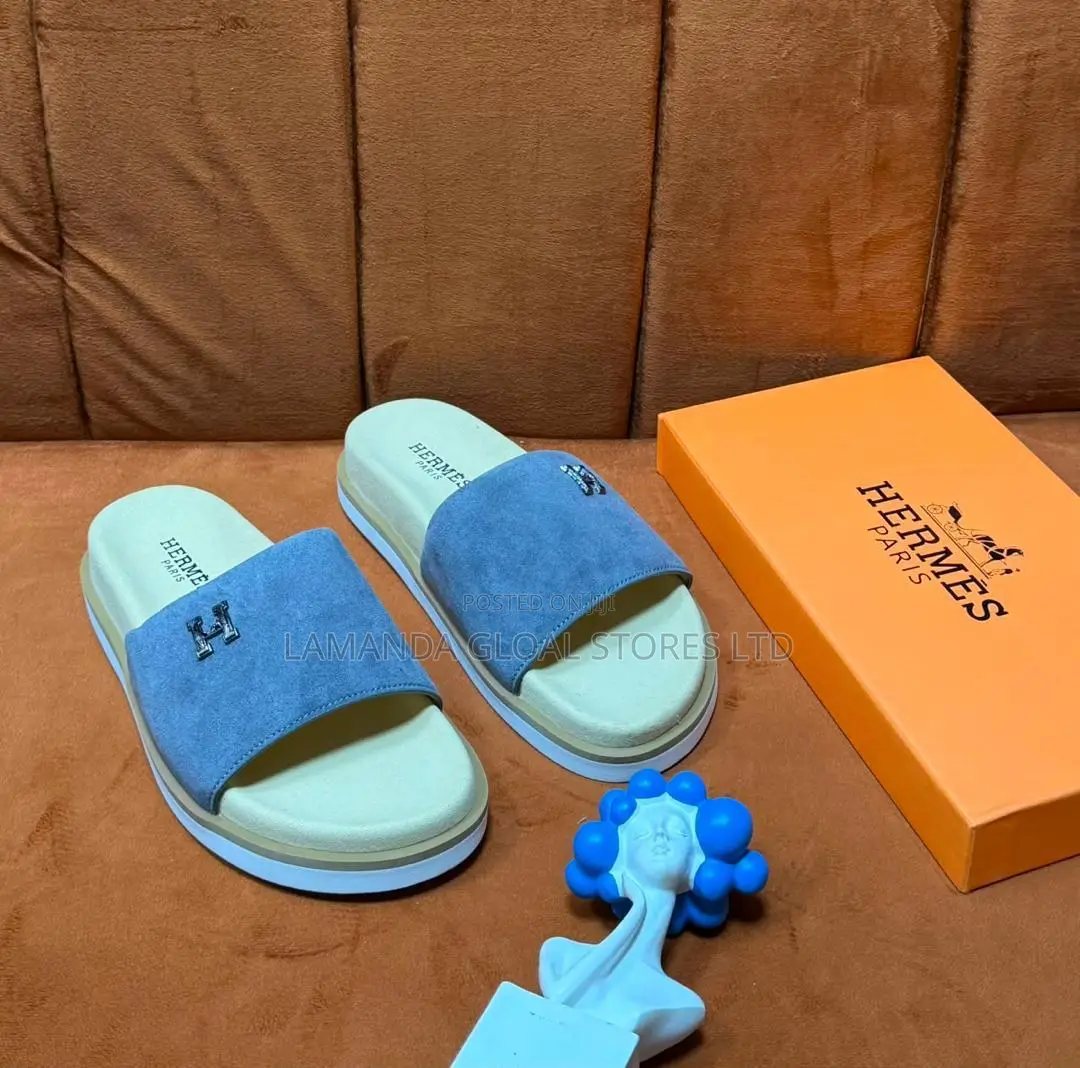 Hermès Suede Slide Sandals With H-Hardware