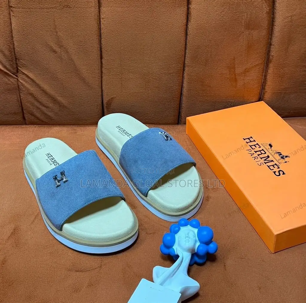 Hermès Suede Slide Sandals With H-Hardware