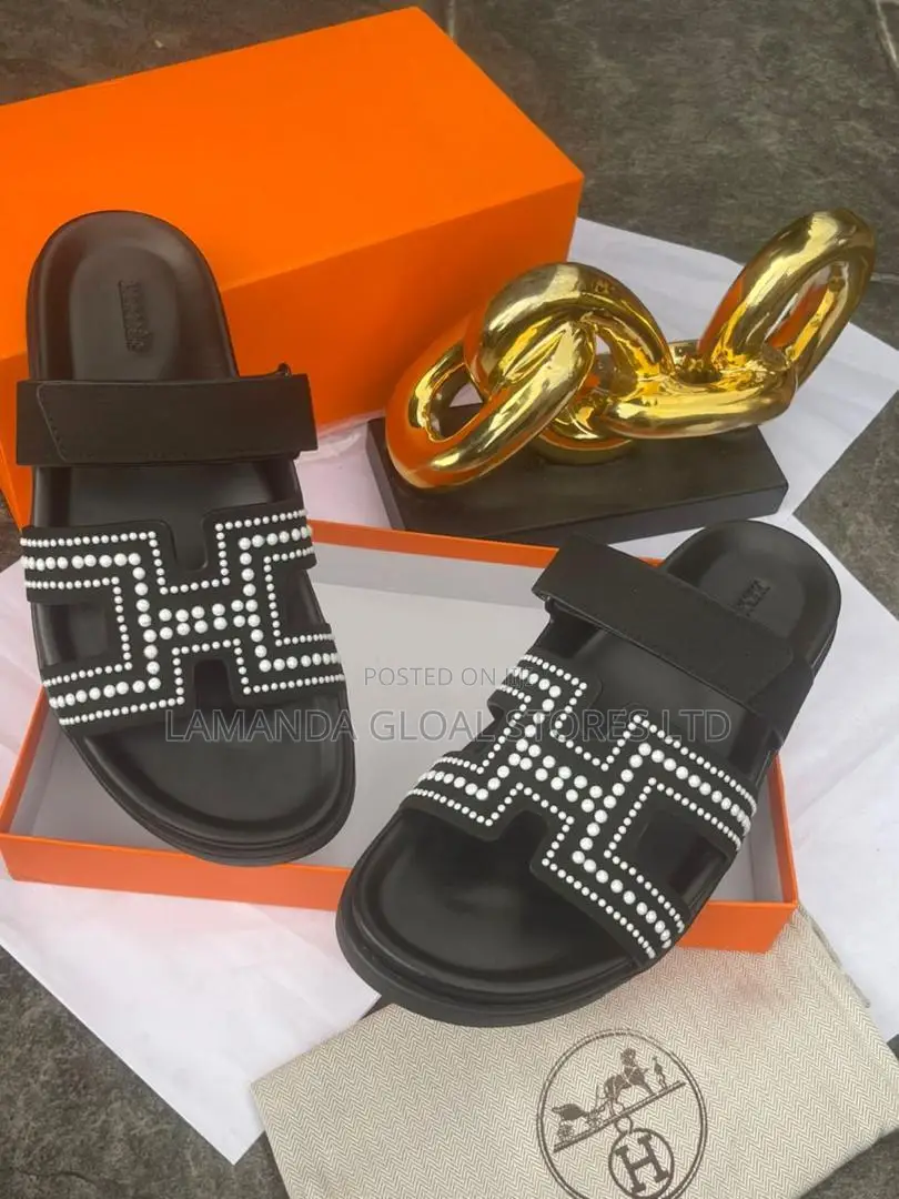 Hermès Studded Embellished Double-Strap Sandals