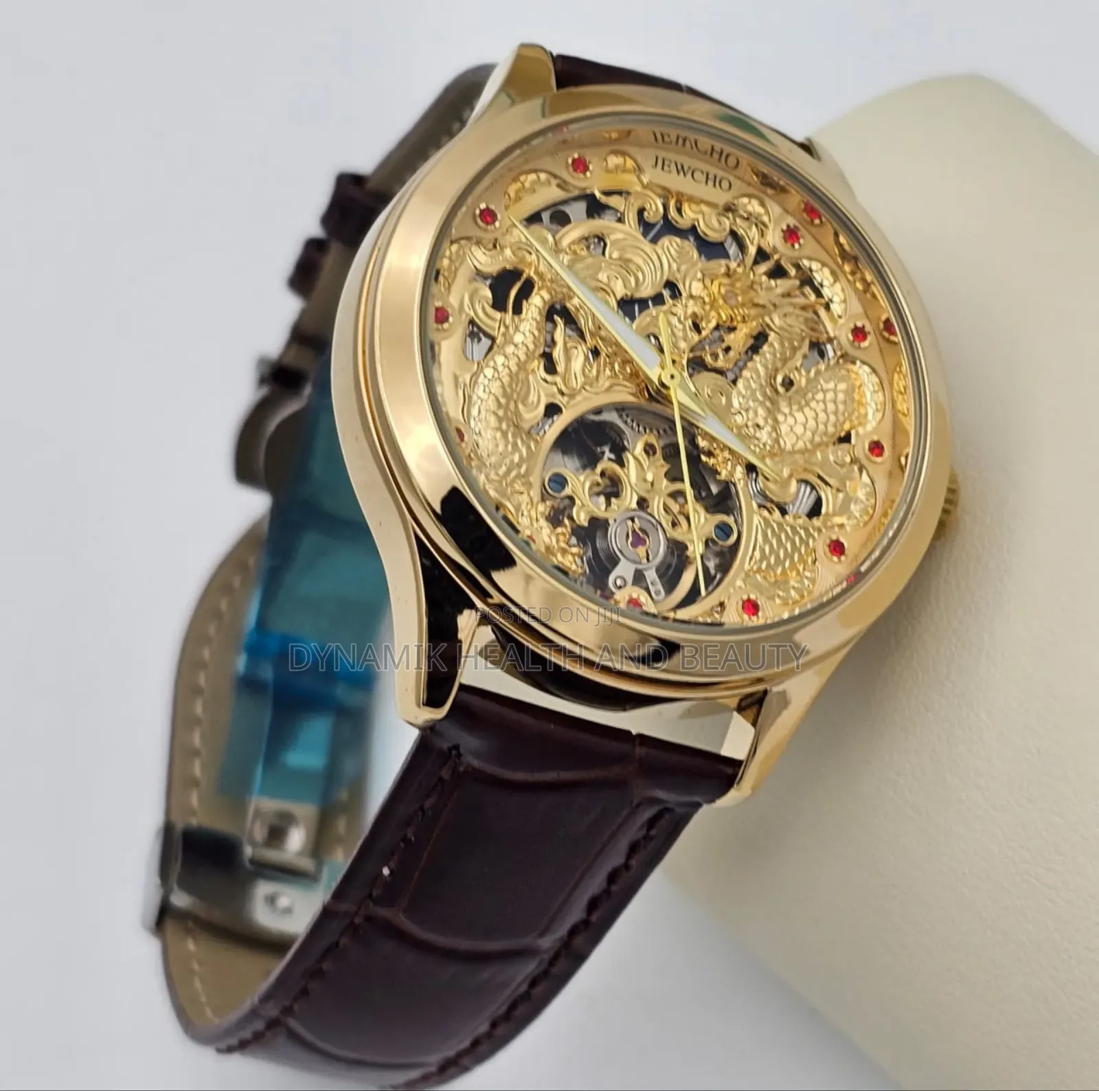 JEWCHO Automatic Leather Wristwatch With Gift Box Men'sExecutive Watch