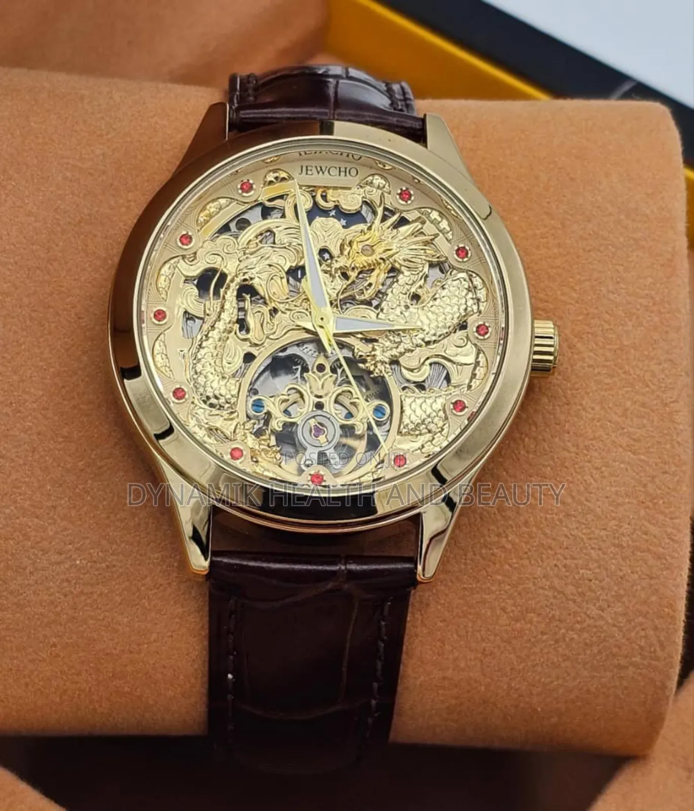 JEWCHO Automatic Leather Wristwatch With Gift Box Men'sExecutive Watch