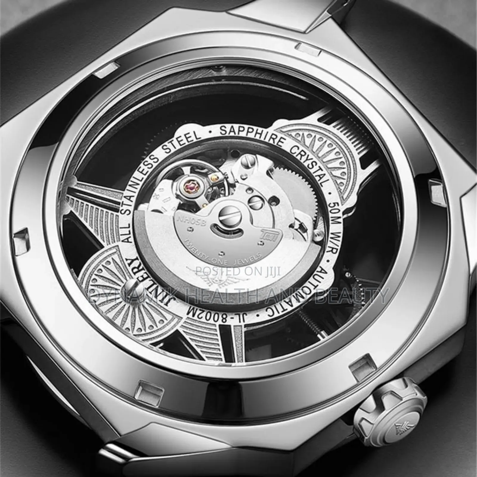JINLERY Skeleton Automatic Self-Wind Vintage Wristwatch Men Mechanical
