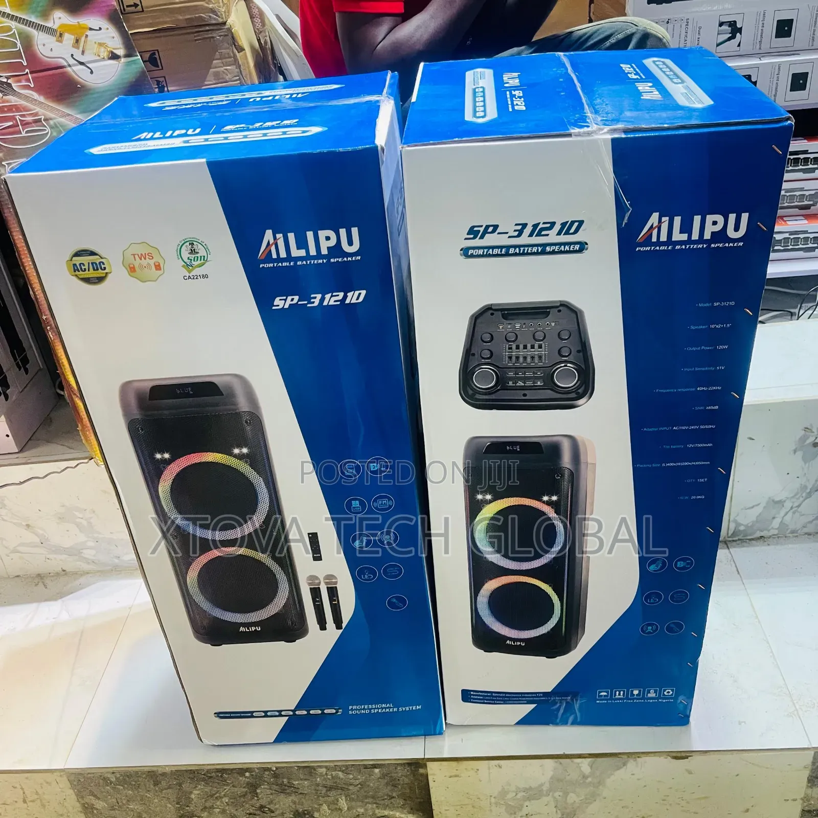 AILIPU SP-3121D Portable Rechargeable PA Speaker With 2 Wireless Mics