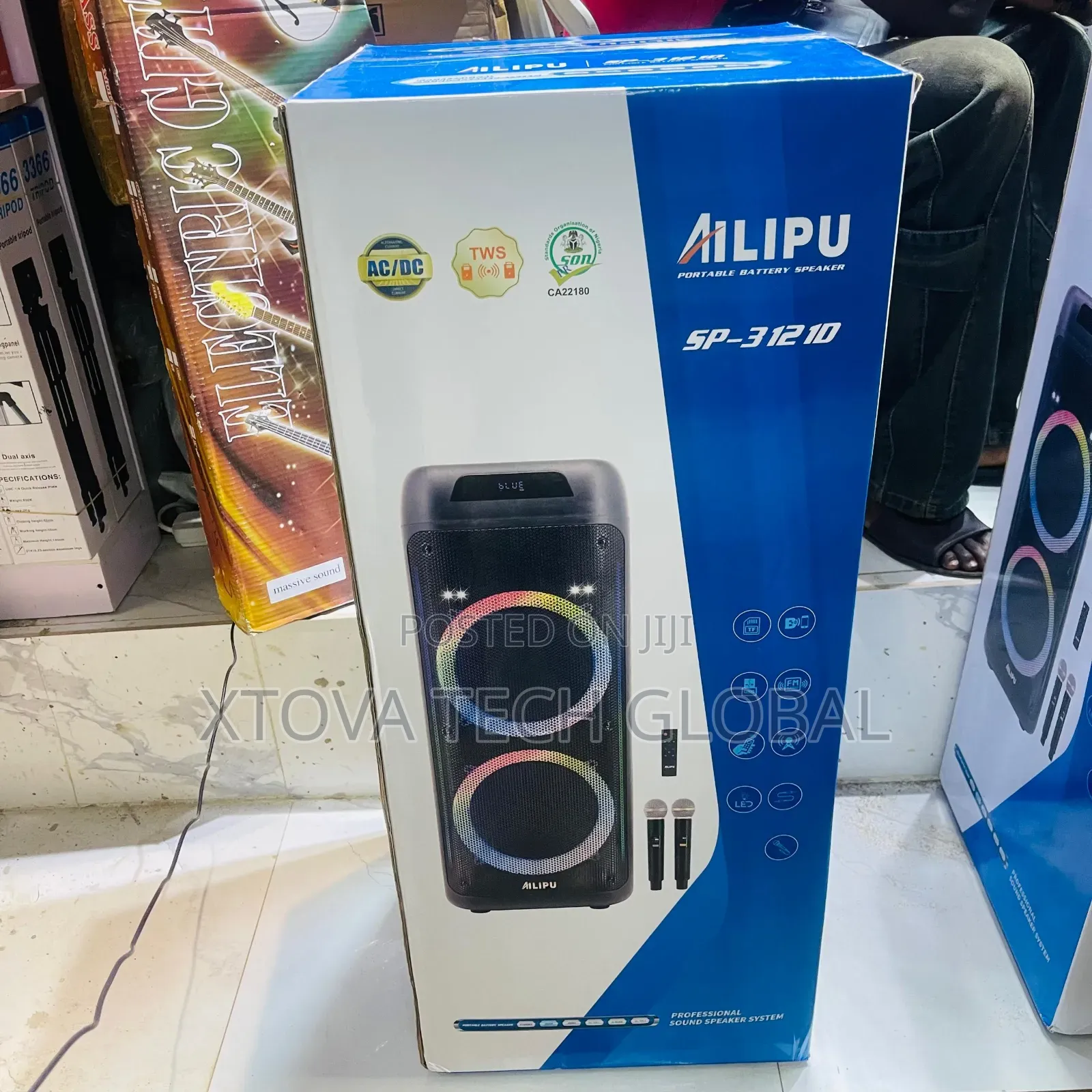 AILIPU SP-3121D Portable Rechargeable PA Speaker With 2 Wireless Mics
