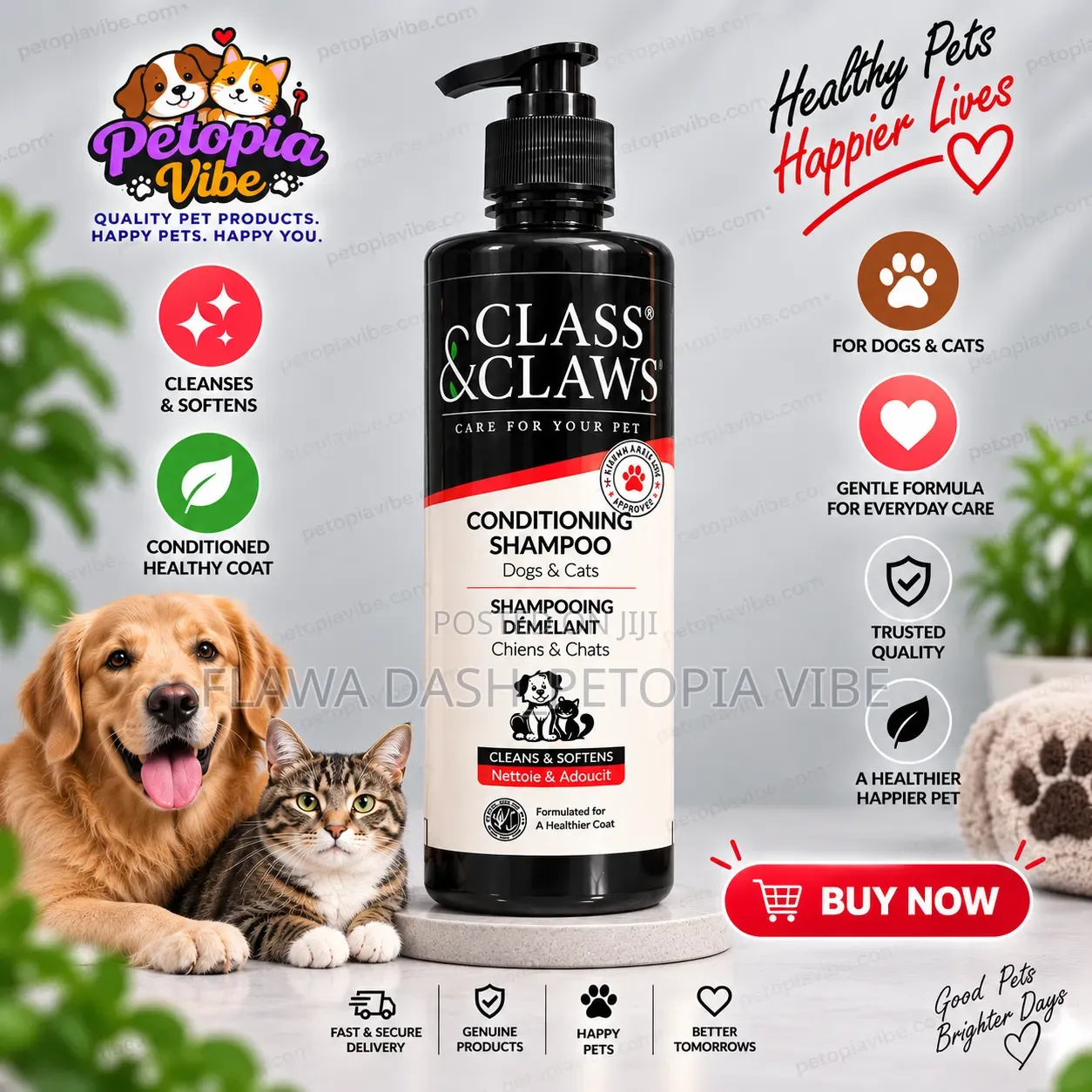 CLASS CLAWS Conditioning Shampoo for Dogs Cats – 500ml