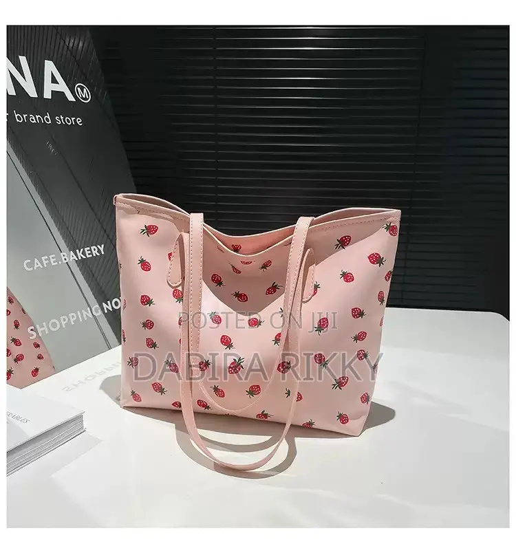 Strawberry Print Tote Bag
