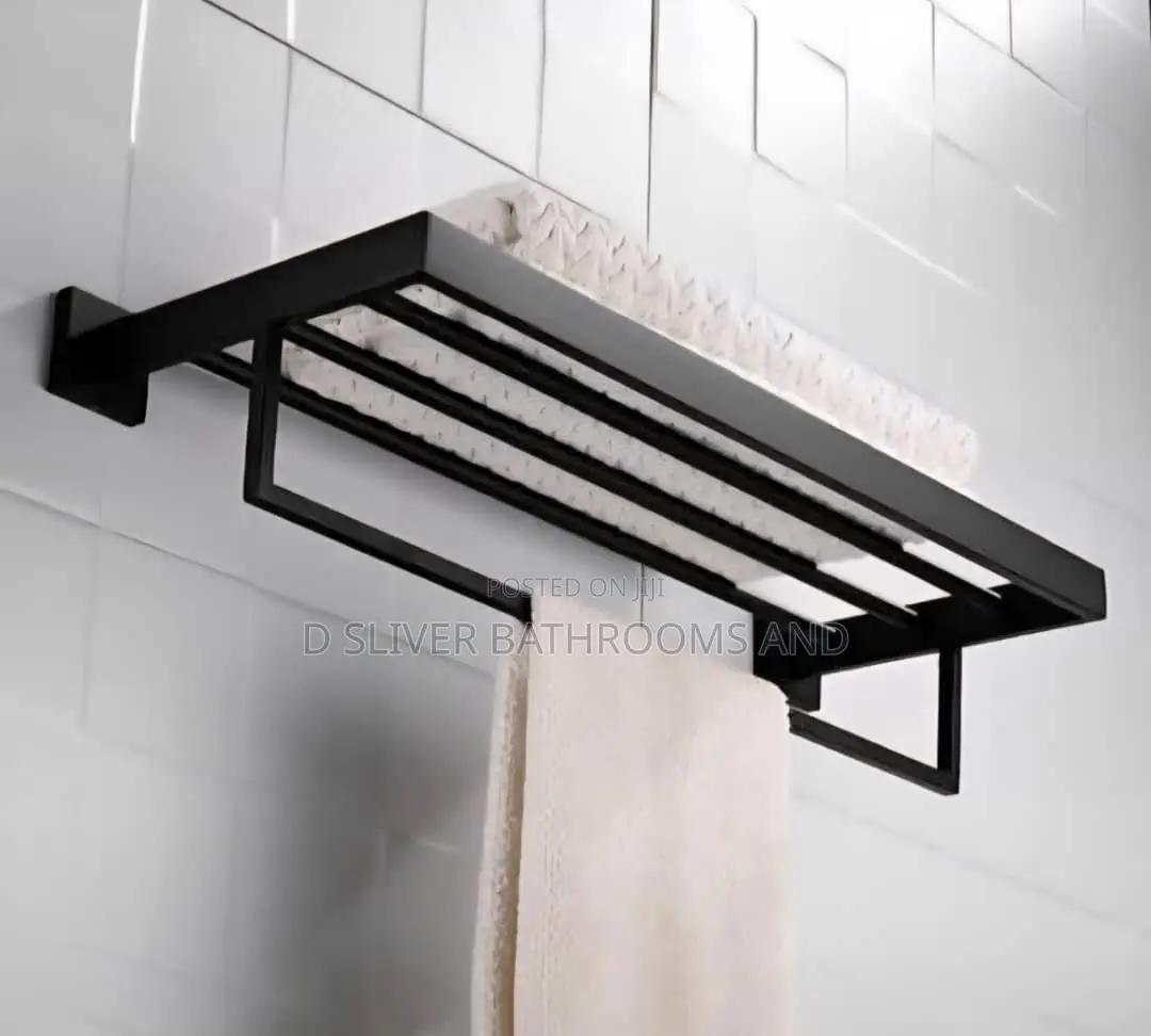 Black Wall Mounted Towel Rack