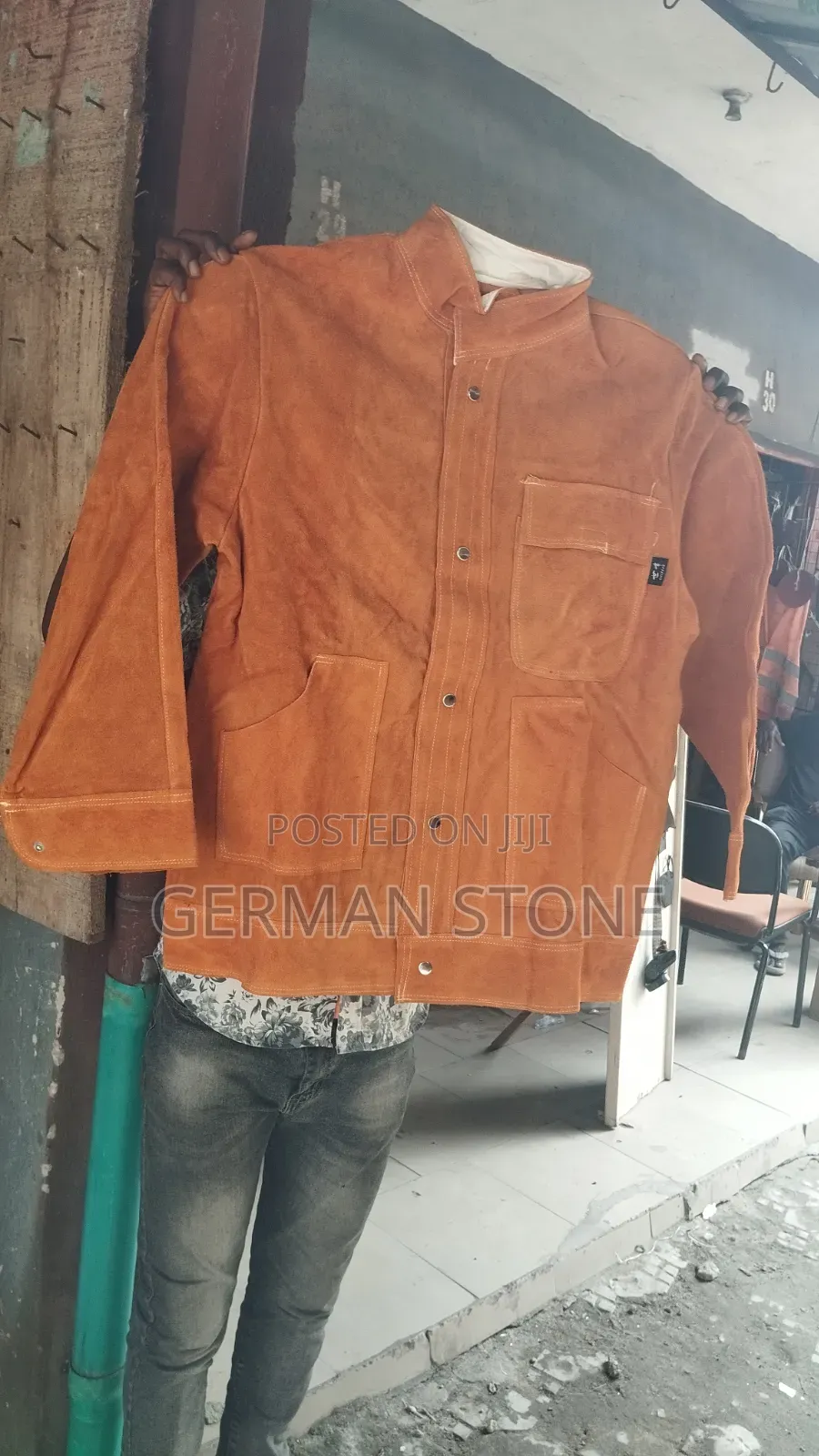 Heavy-Duty Golden-Brown Split Cowhide Leather Welding Jacket