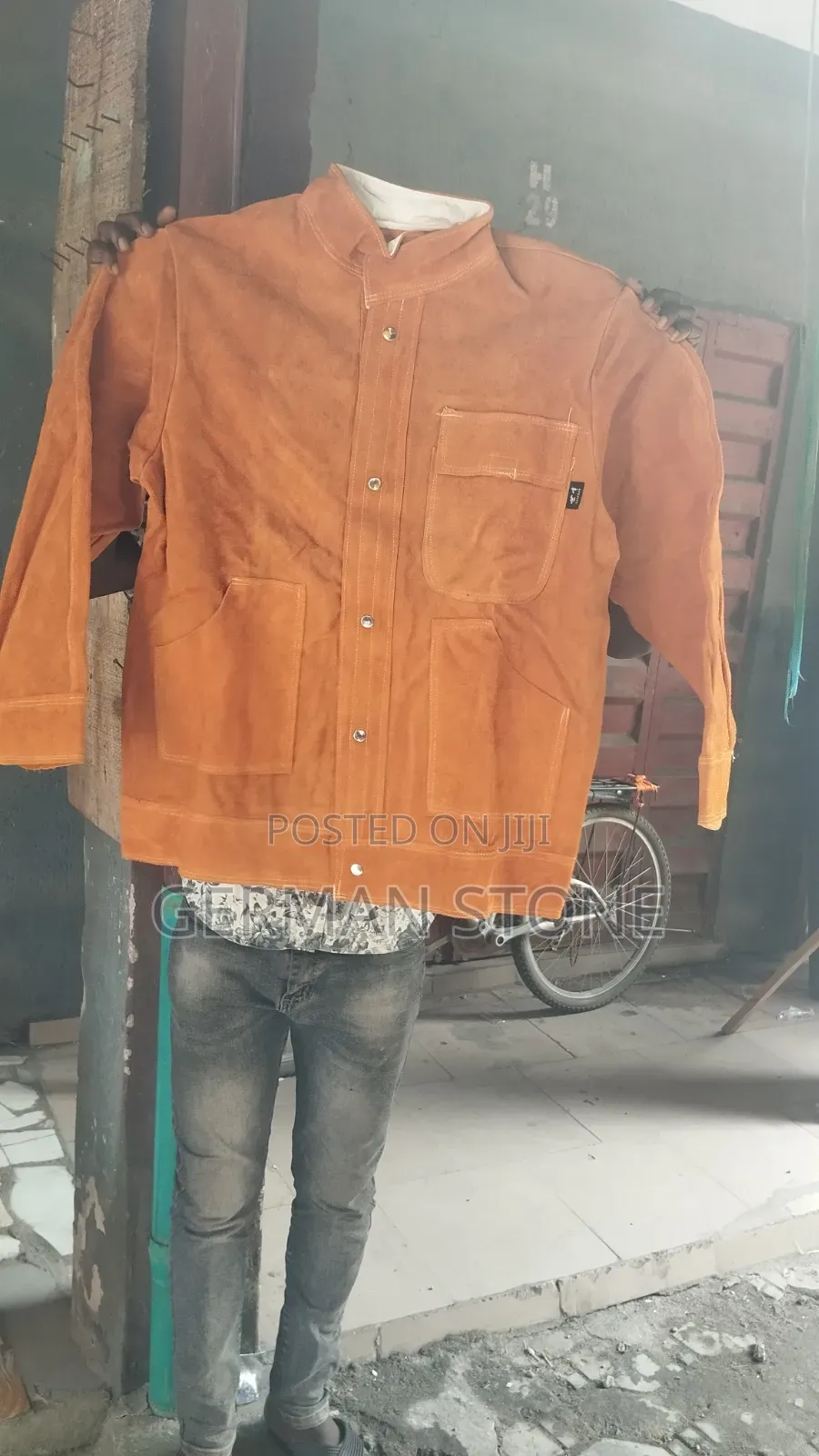 Heavy-Duty Golden-Brown Split Cowhide Leather Welding Jacket