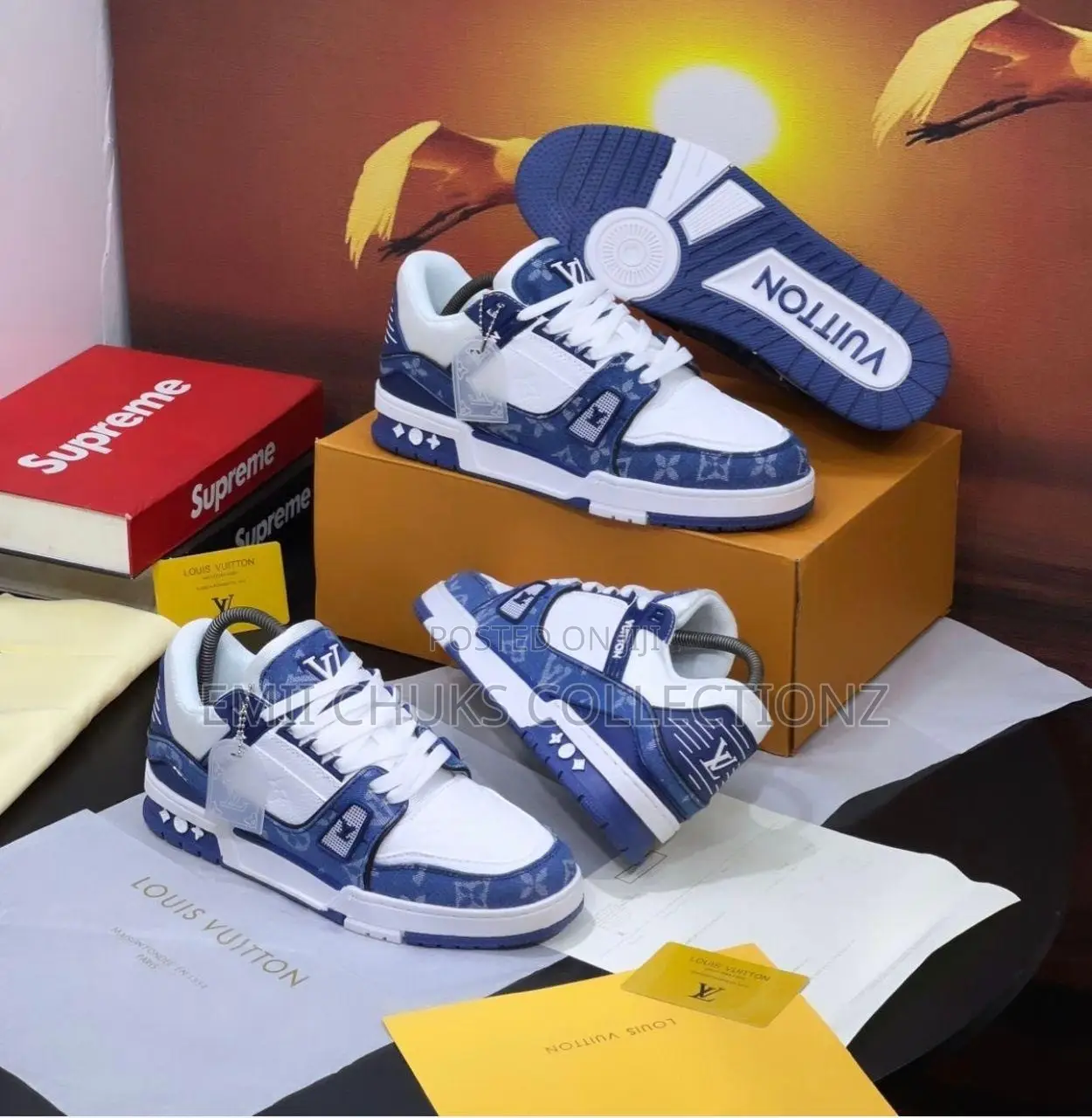 Louis Vuitton LV Trainer Monogram Denim White/Blue.