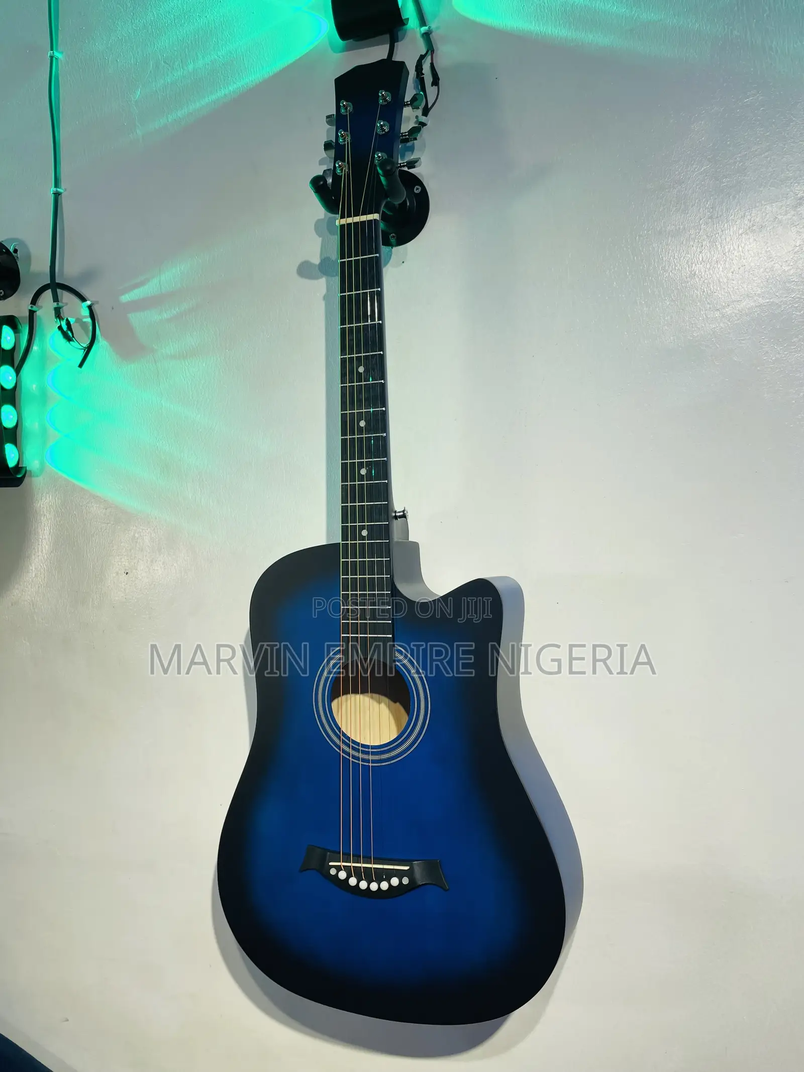 New 38” Inches Blue Acoustic Guitar With Free Bag and Strap