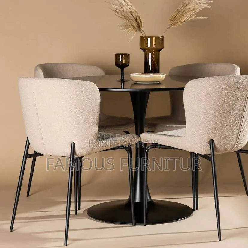 Mini Dining Set Features an Elegant Round Marble-Patterned Table