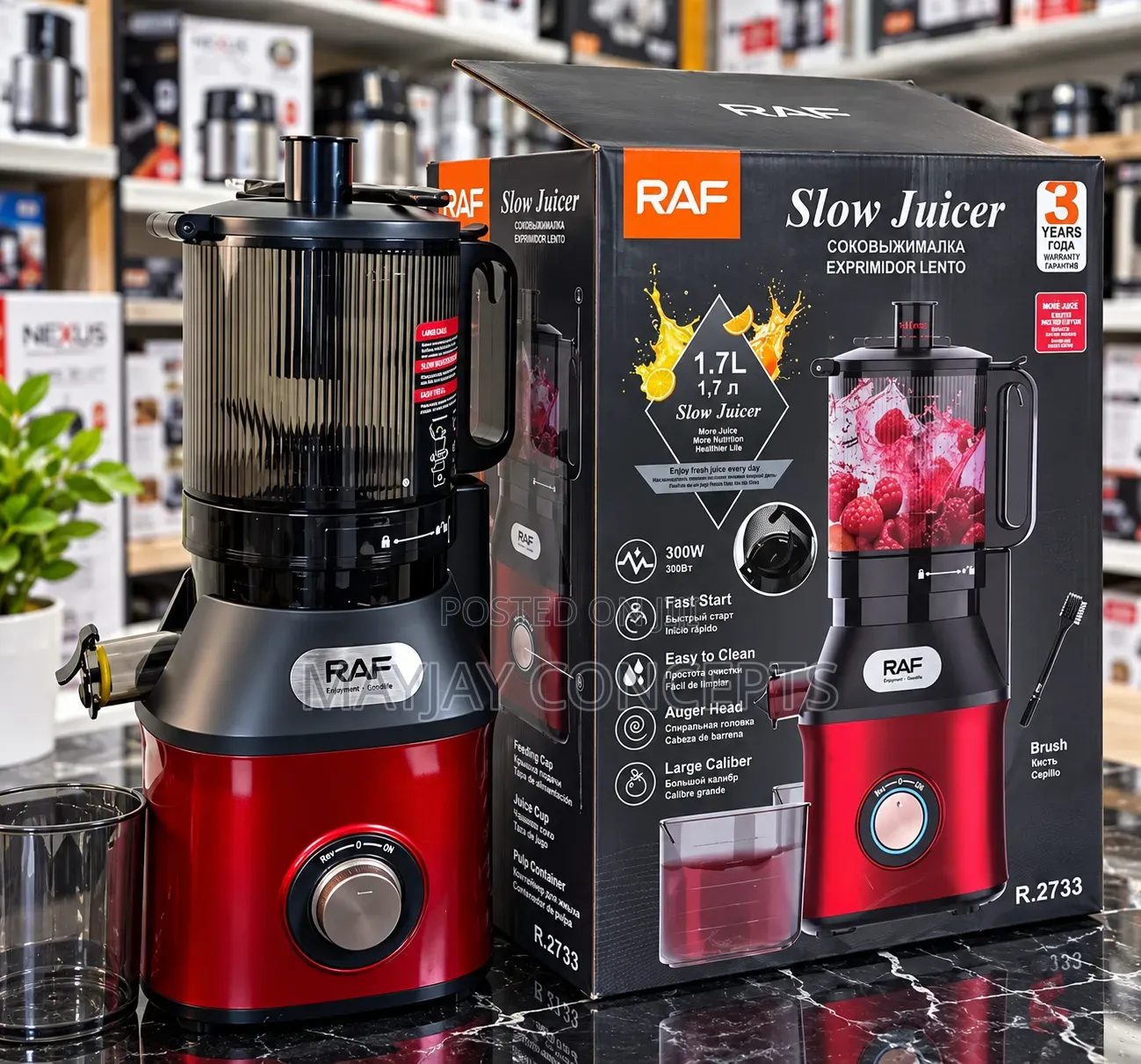 RAF 1.7L 300W Slow Juicer Powerful Fresh Juice Extractor– Original No1