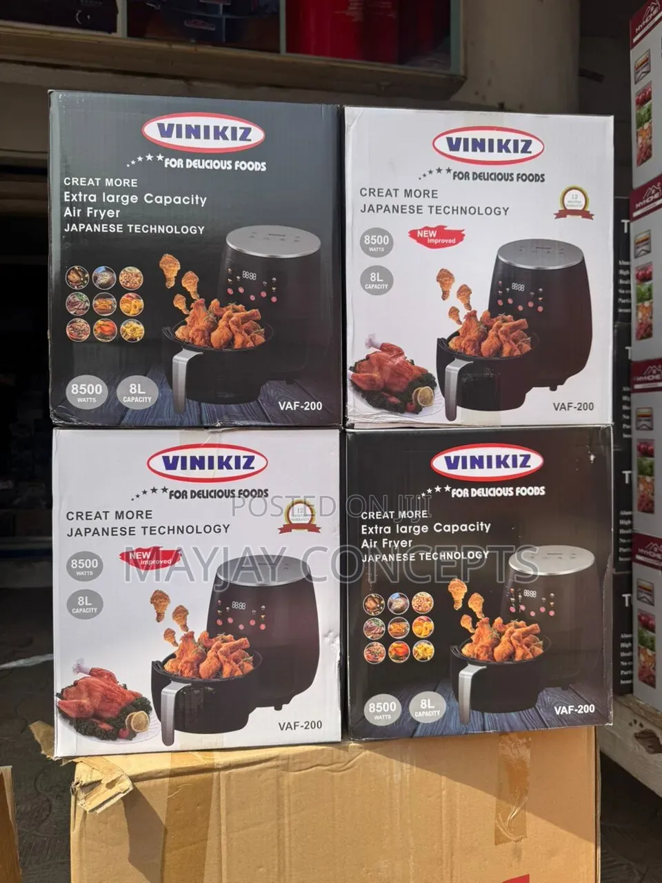 VINIKIZ VAF-200 8L Digital Air Fryer With 8500W Power Touch Display