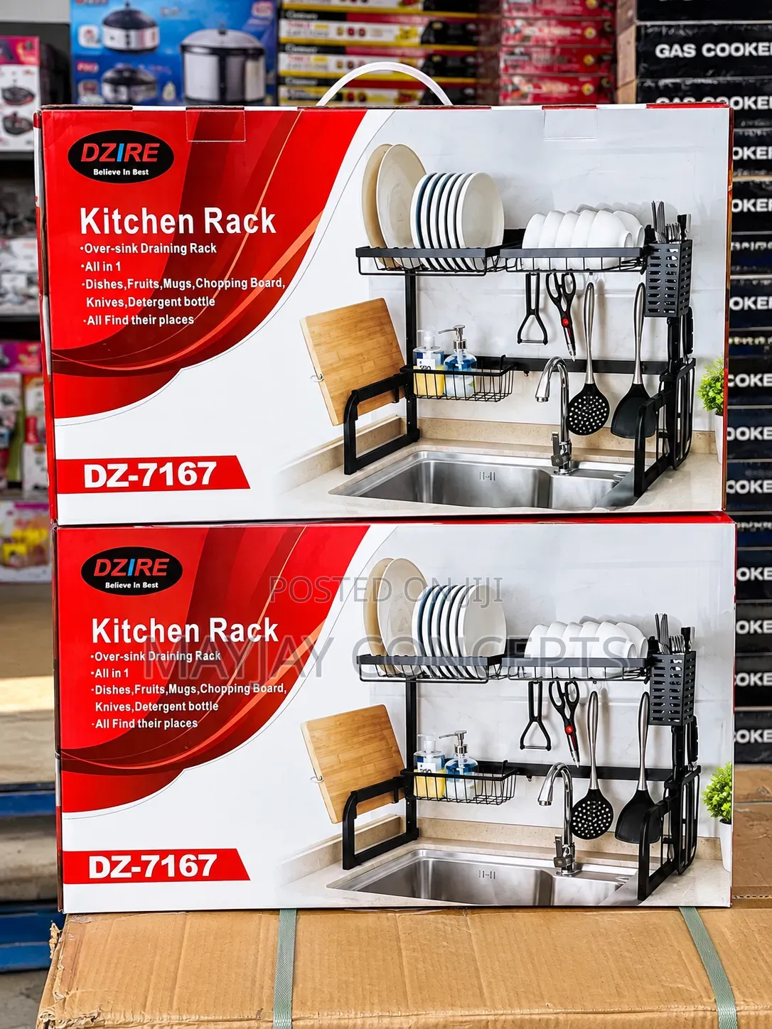 DZIRE 2-Tier Over-Sink Kitchen Rack With Utensil Storage–DZ-7167