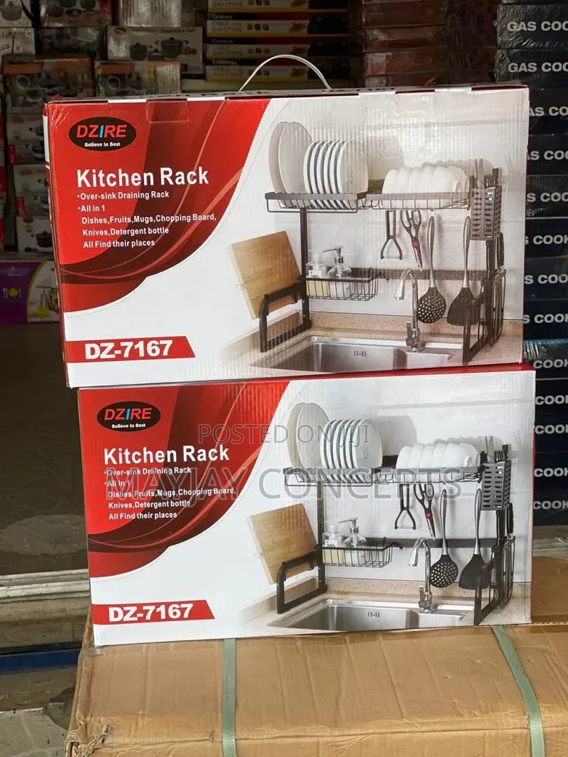 DZIRE 2-Tier Over-Sink Kitchen Rack With Utensil Storage–DZ-7167