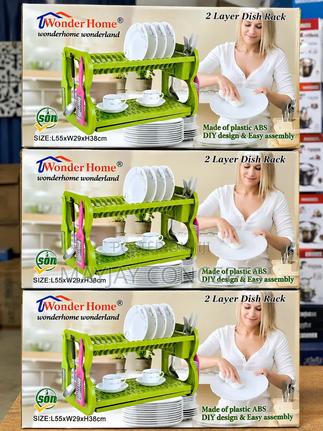 WONDERHOME 2-Layer Dish Rack With Cutlery Holder Storage