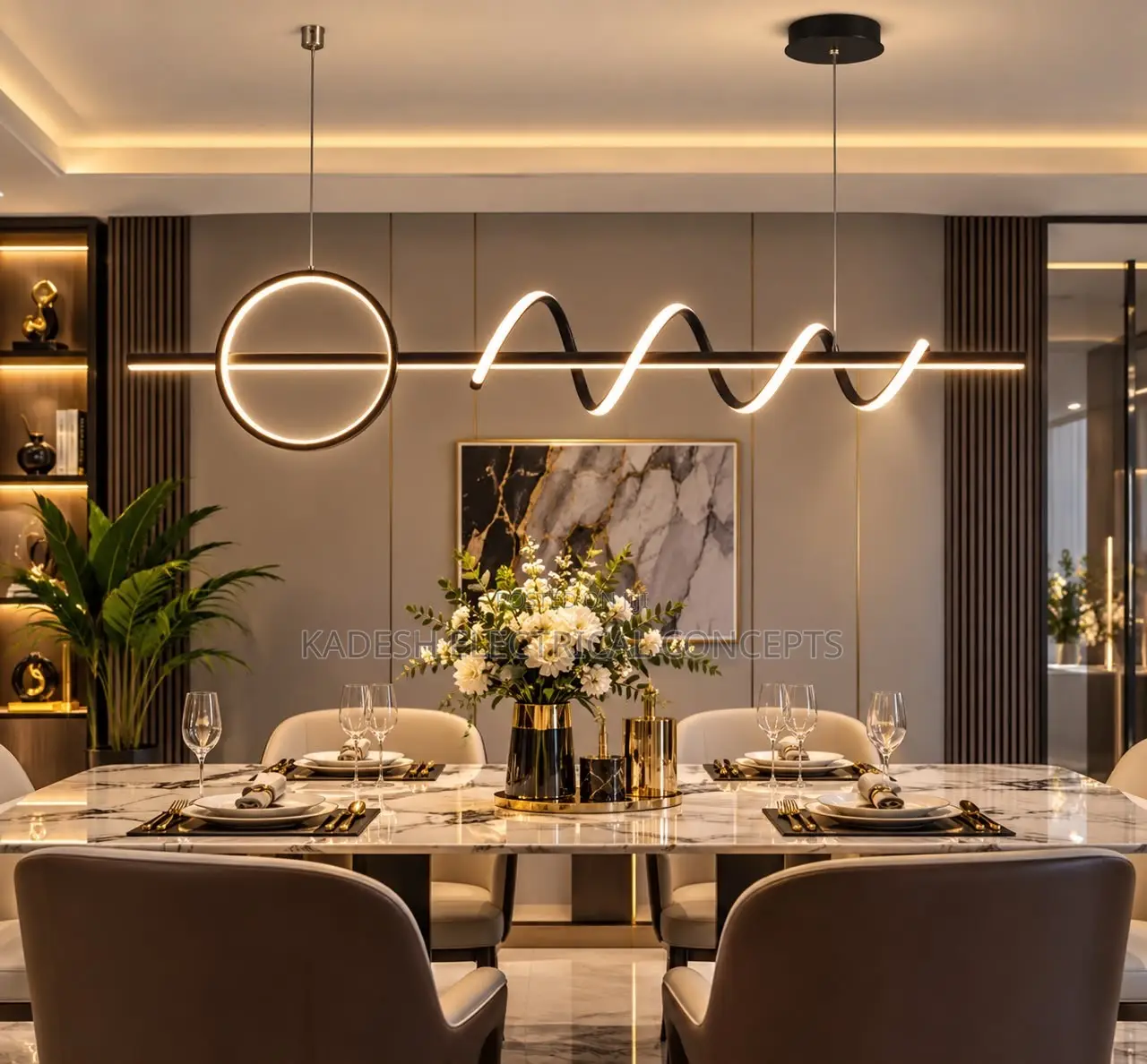 New Minimalist Dining Room Chandelier, Eye Protection Long Pendant