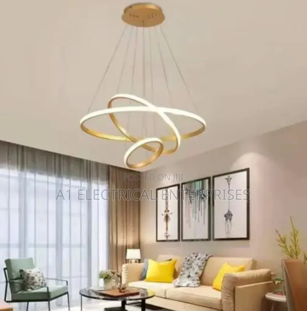 3 Rings Quality Chandeliers Available in Gold and Black Body