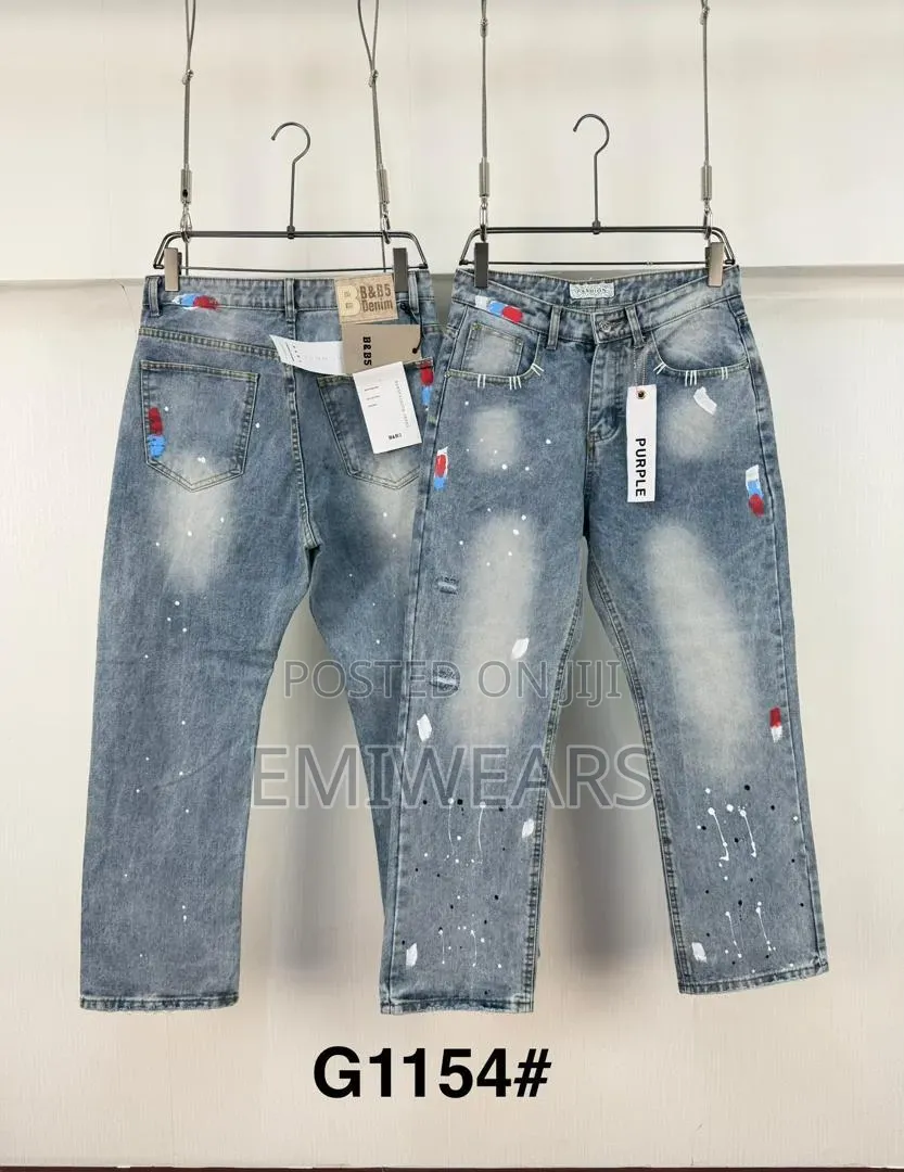 Distressed Paint Splatter Denim