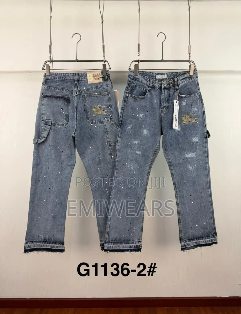 Distressed Cargo-Pocket Jeans