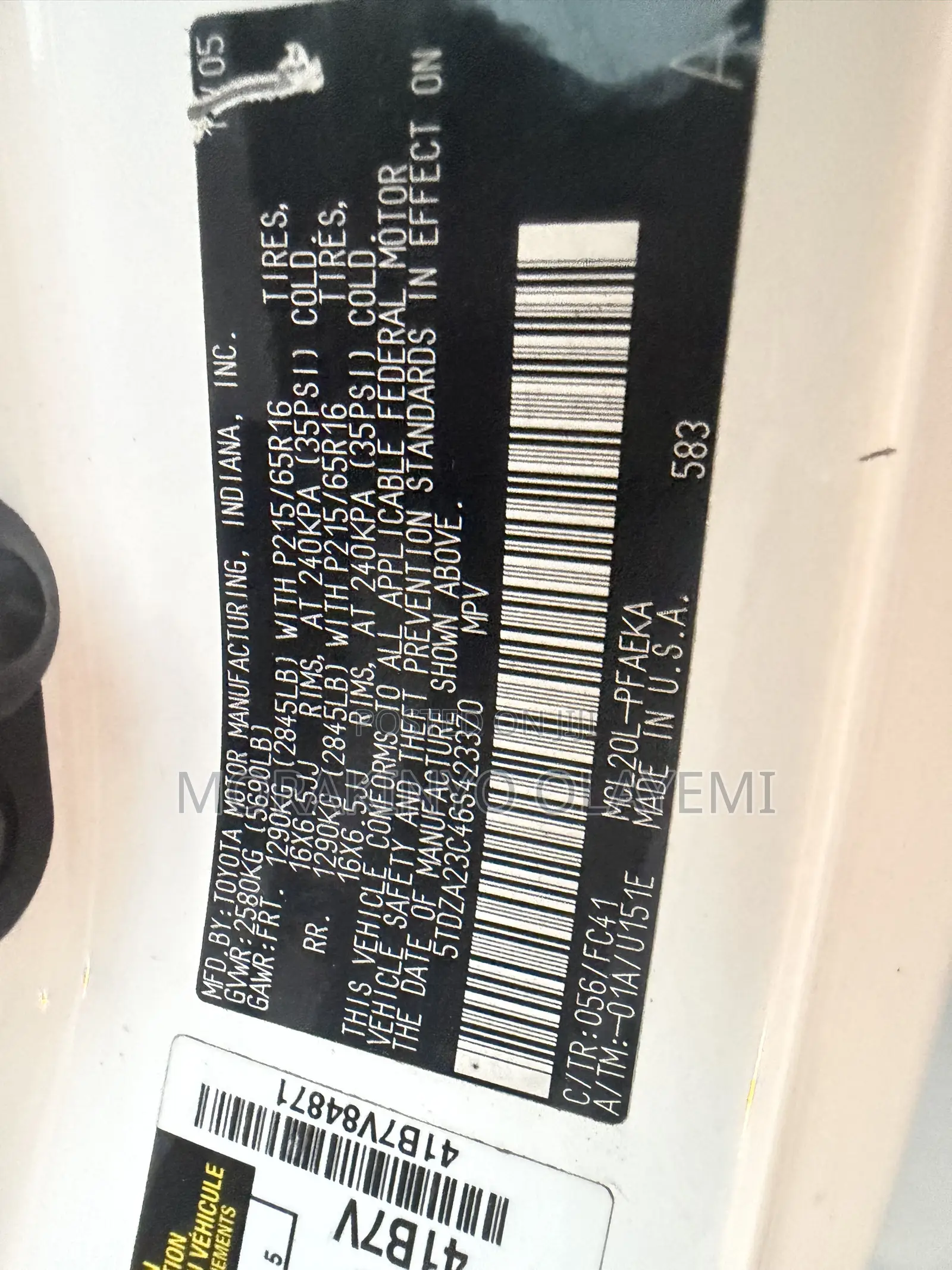 Toyota Sienna LE AWD 2006 Off white