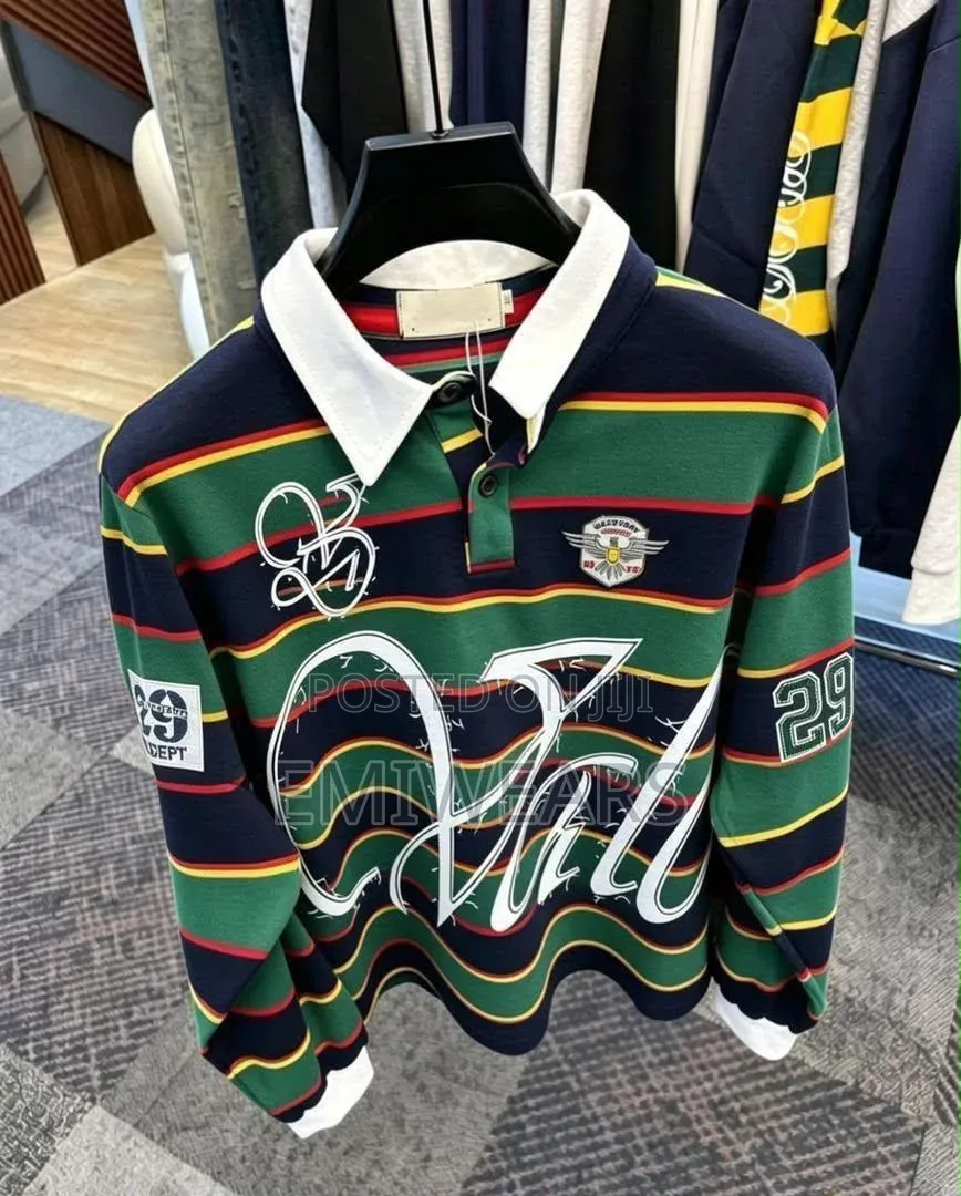 Varsity Striped Long-Sleeve Rugby Polo