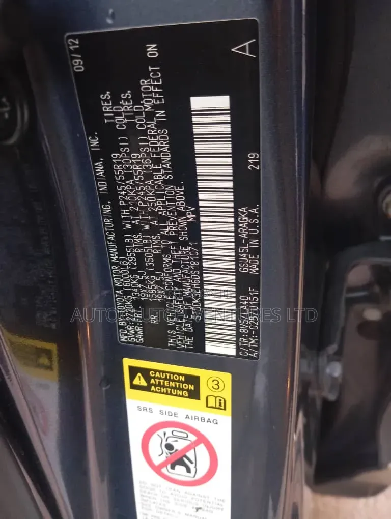 Toyota Highlander Limited 3.5l 4WD 2013 Blue