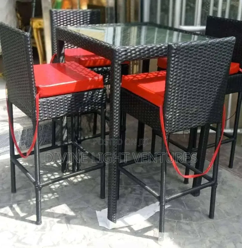 High Leg Table and Chairs Rattan Restaurant Set