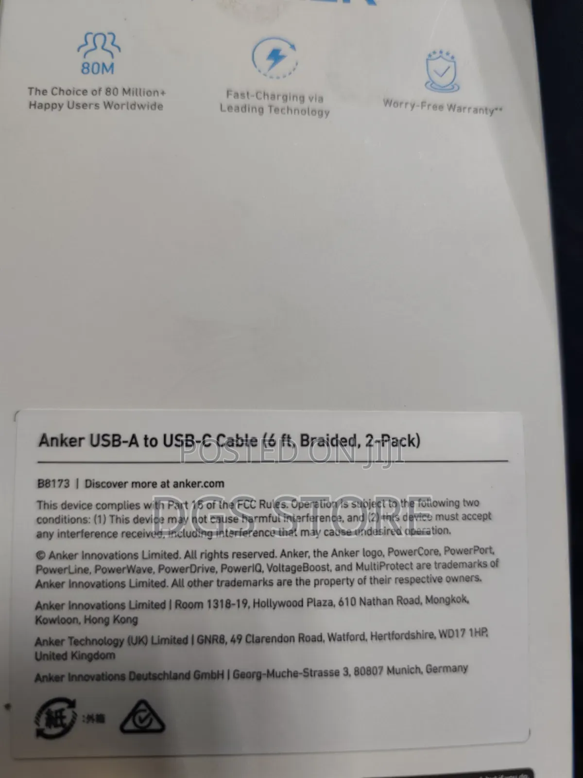 Anker USB a to USB C Cable 6ft Braided 2 Pack