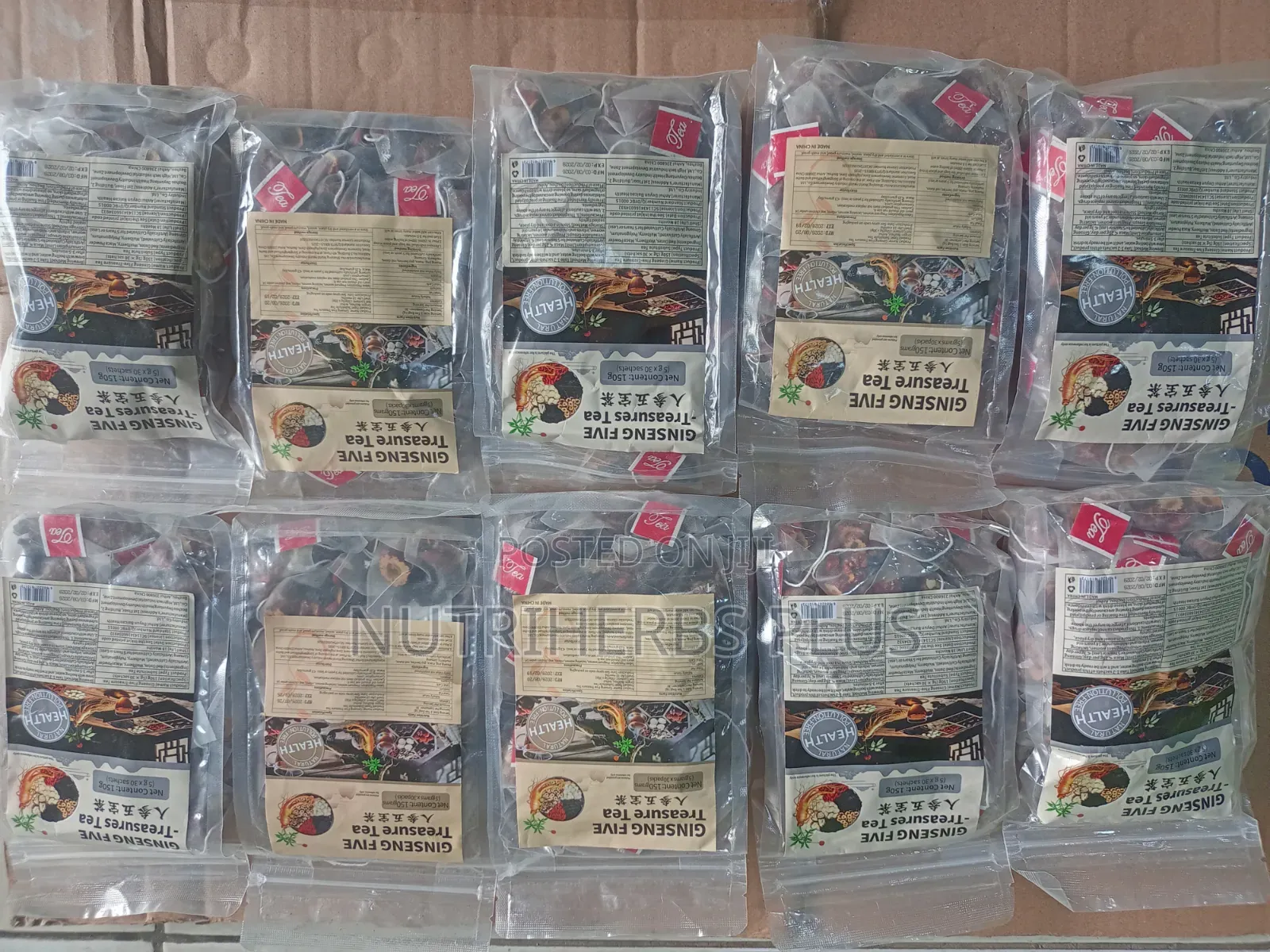 10 Packs of Ginseng Five Treasure Tea(For Kidney, Liver, Men Booster)