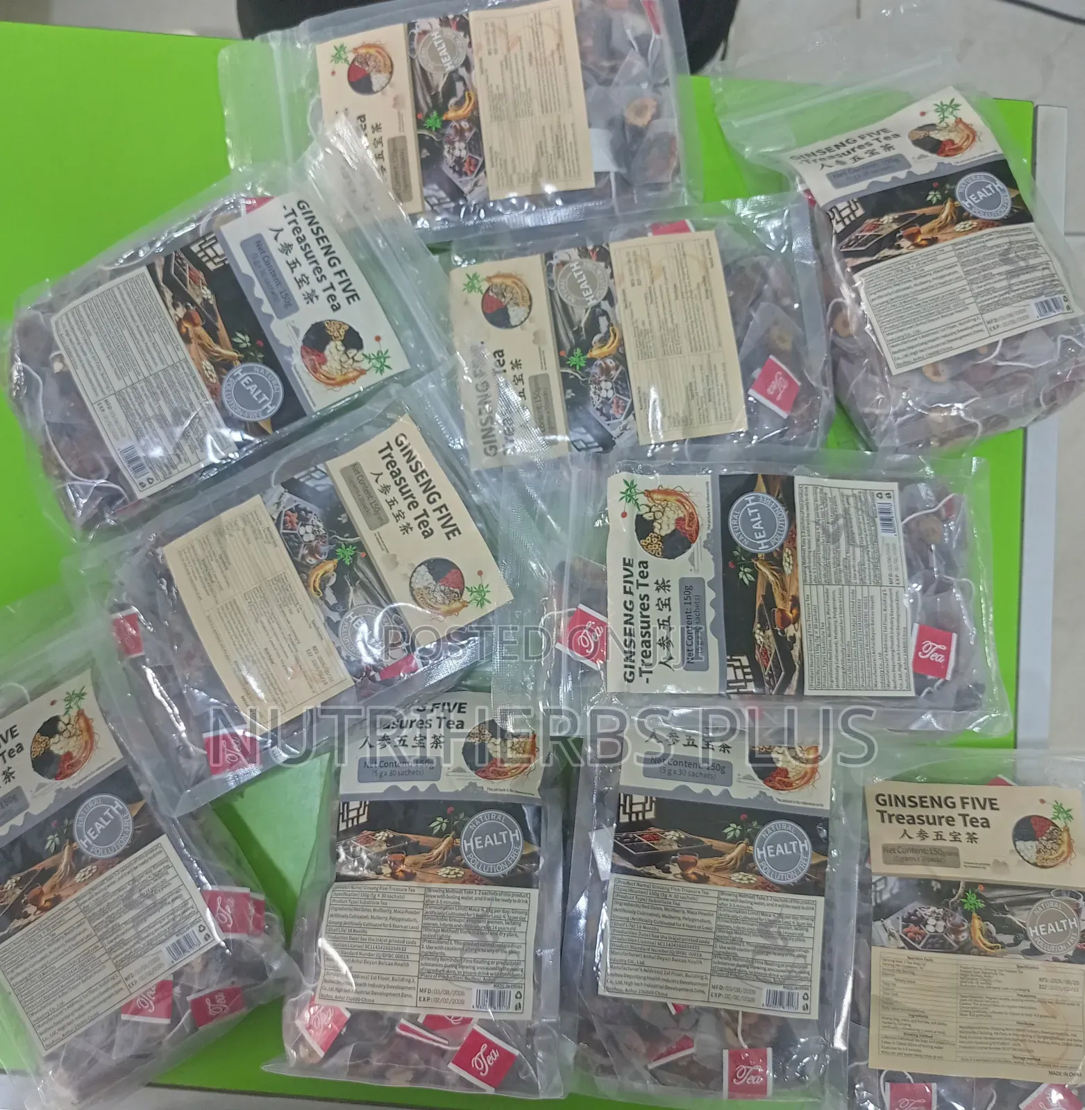 10 Packs of Ginseng Five Treasure Tea(For Kidney, Liver, Men Booster)