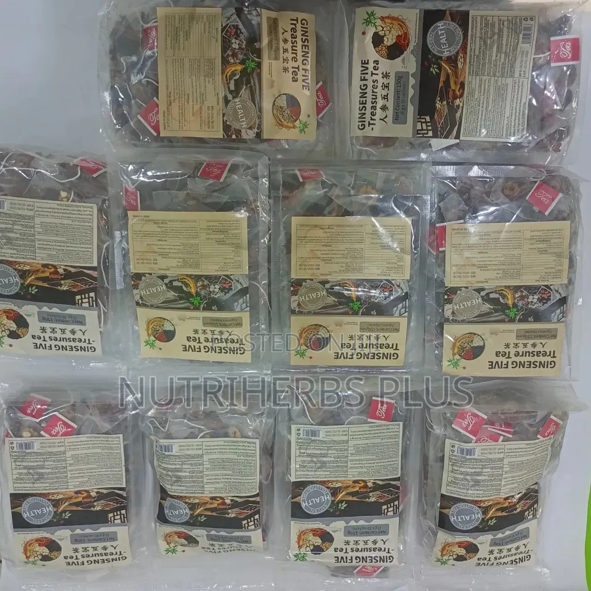 10 Packs of Ginseng Five Treasure Tea(For Kidney, Liver, Men Booster)