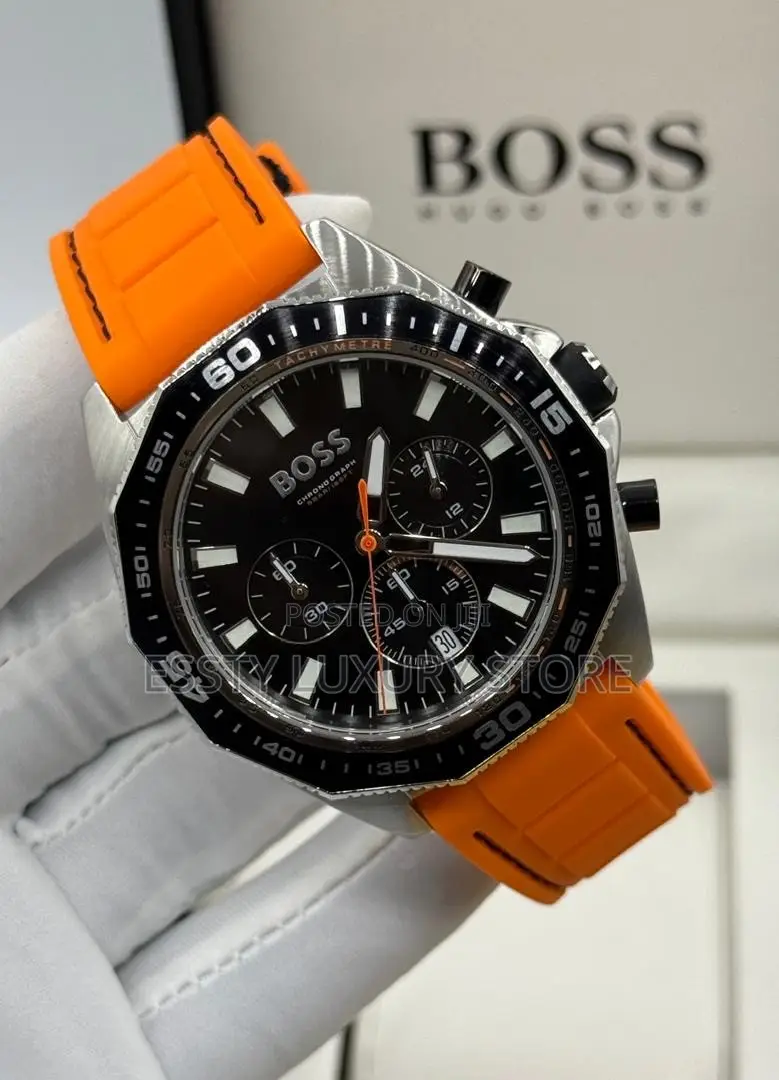 Automatic Quality Luxury Boss Rubber Strap Wristwatch